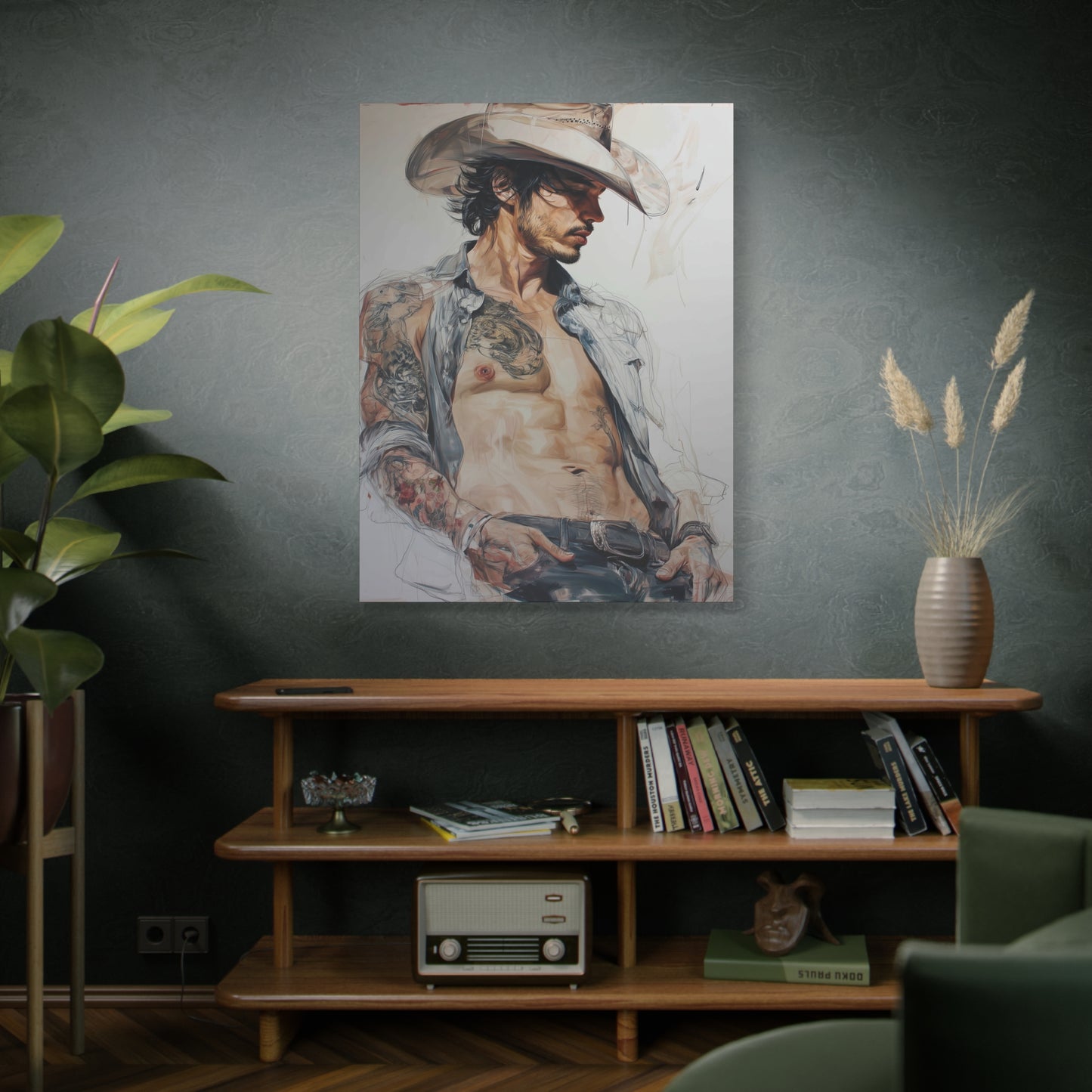 Gallery Wrapped Canvas, Wranglers and Wreckage Art Canvas, Erotic Pinup Art Canvas – Sawyer