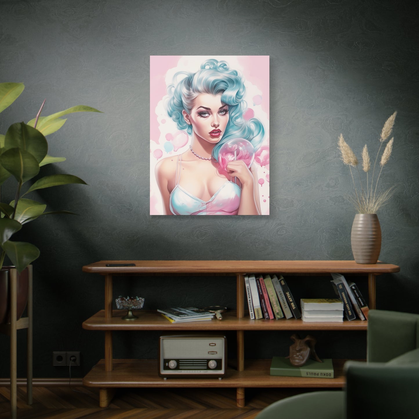 Canvas Gallery Wrapped High-Fashion Wall Art, Stylish Decor, Retro Femme Doll Pop Art – Tessa