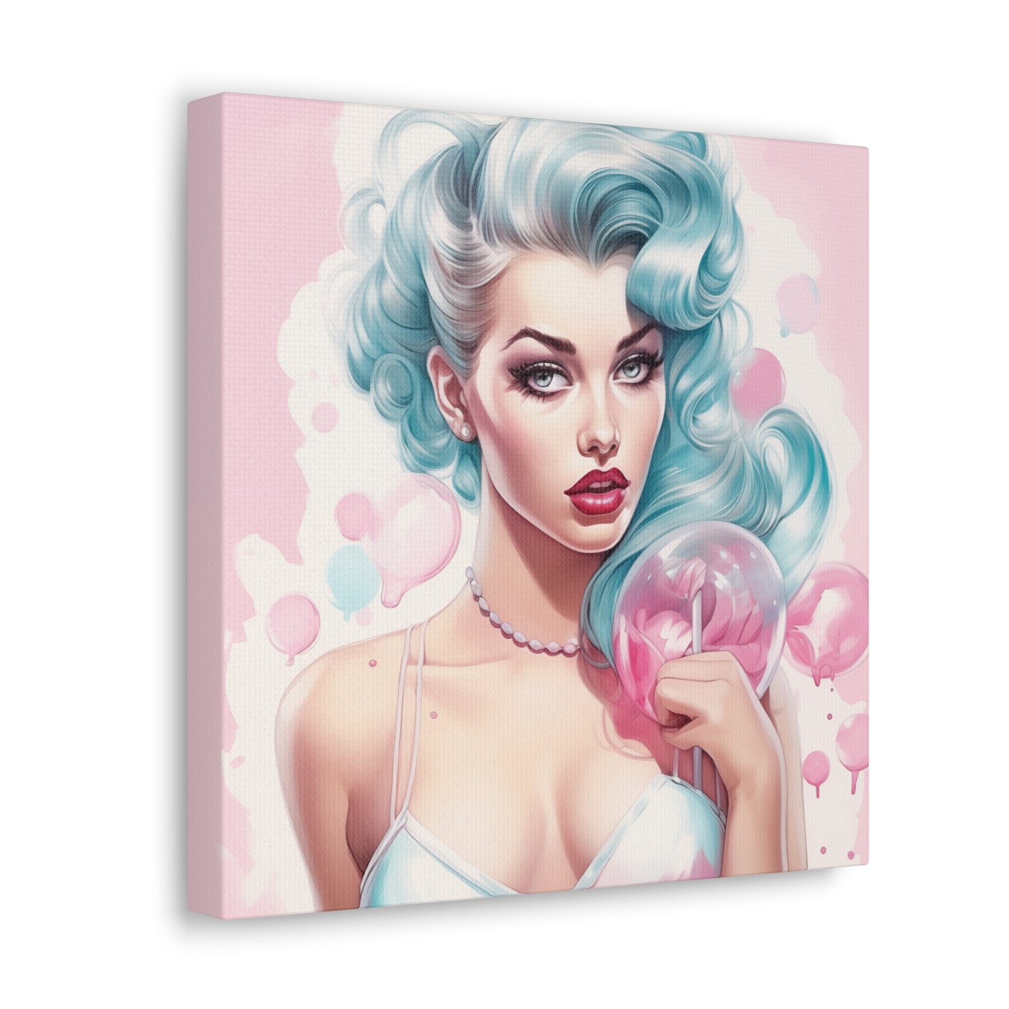 Canvas Gallery Wrapped High-Fashion Wall Art, Stylish Decor, Retro Femme Doll Pop Art – Tessa