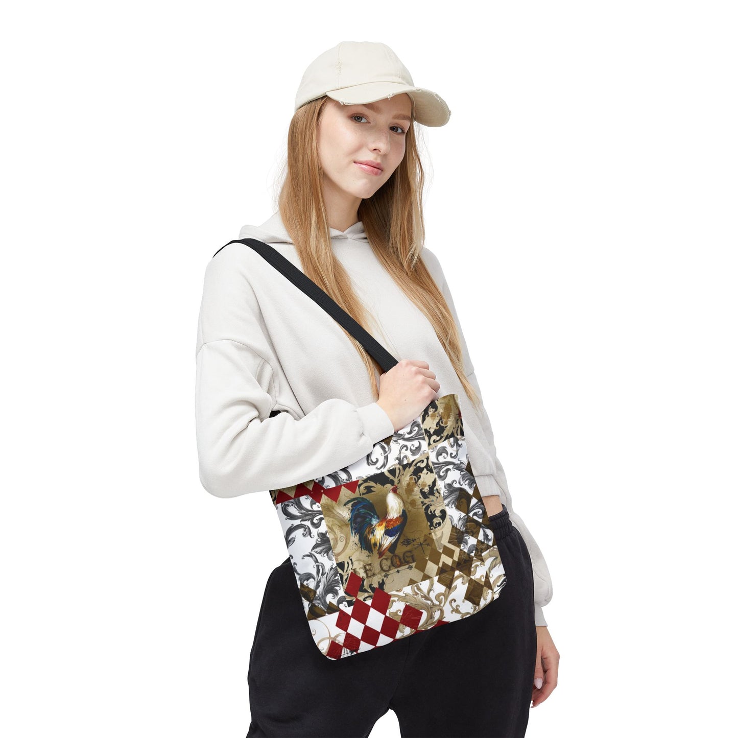 Parisian Rooster Tote Bag, Utility Tote - French Provincial Cock Tote - Fashion Tote - Le Cog - Le Coq