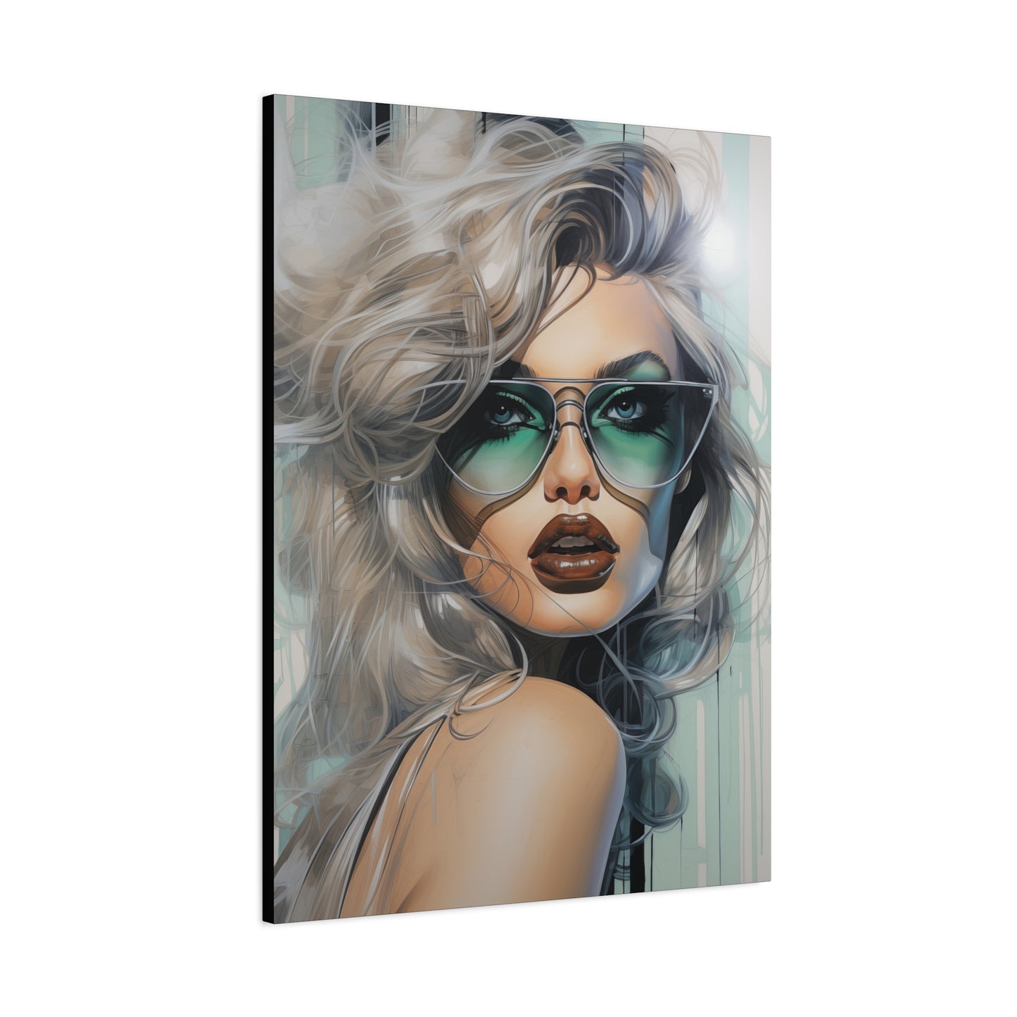 Canvas Gallery Wrapped High-Fashion Wall Art, Stylish Decor, Retro Femme Doll Pop Art – Natasha