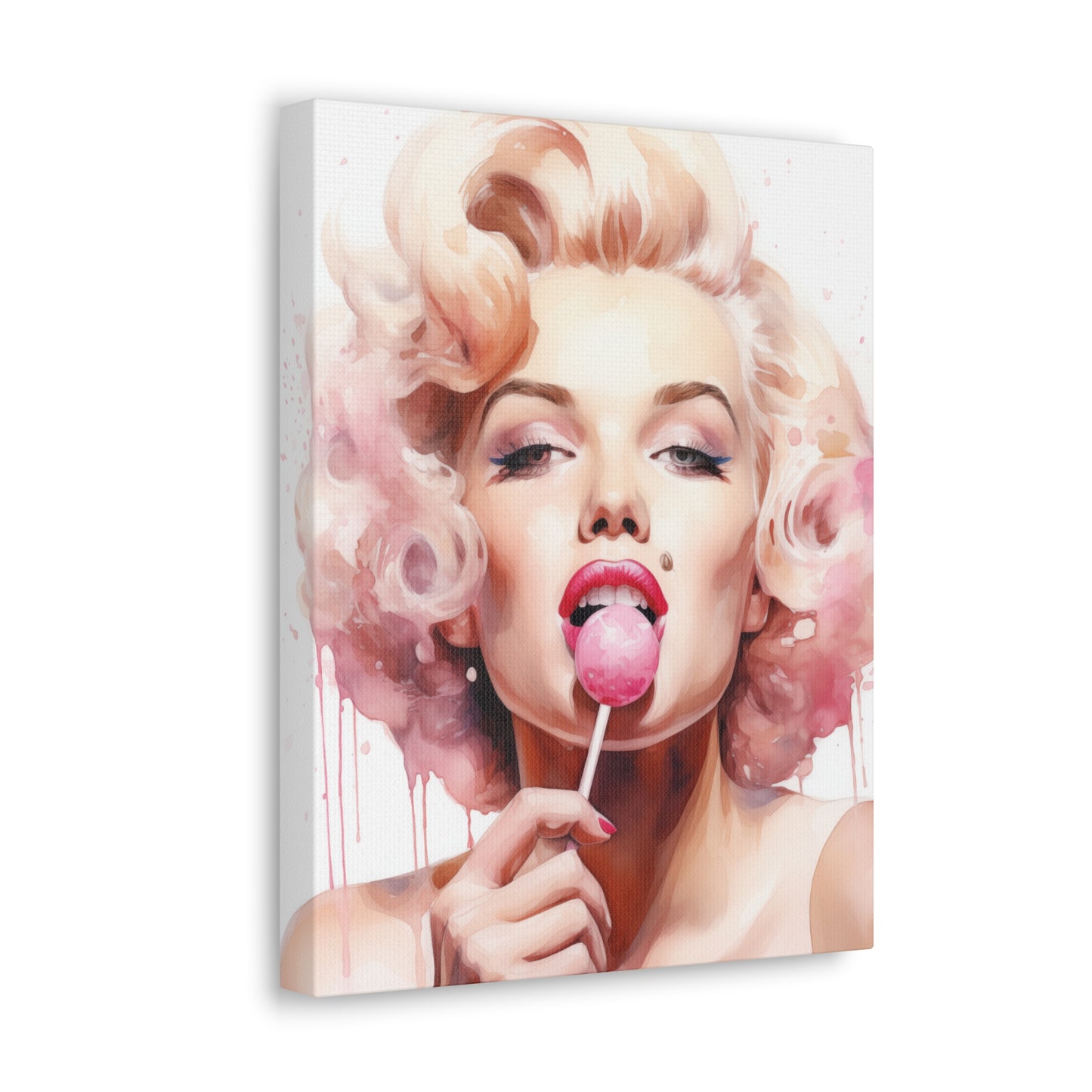 Canvas Wall Art, Gallery Wrapped Pop Art, Celebrity Wall Art – Marilyn Monroe - Lollipop