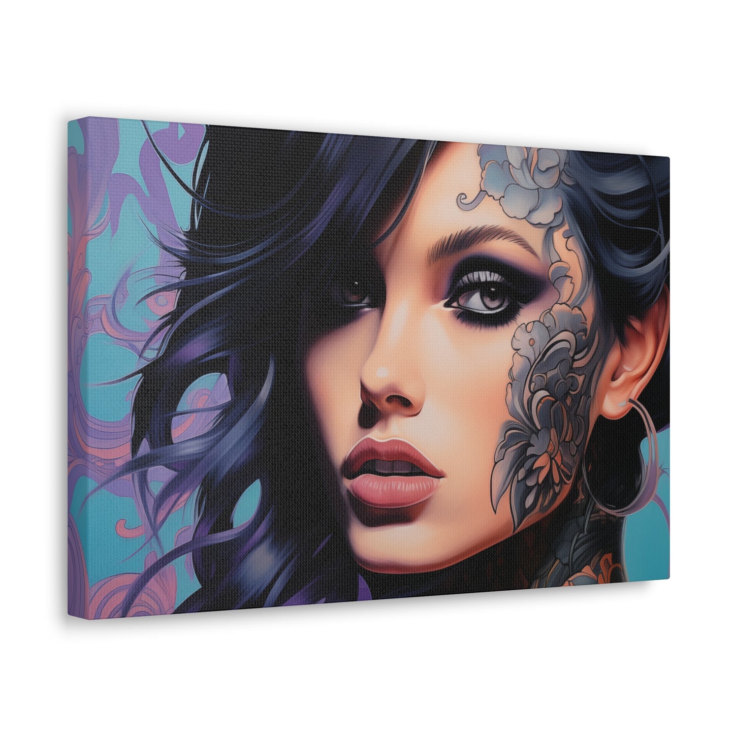 Gallery Wrapped Canvas, Edgy Tattooed Beauty, Urban Pop Art Canvas – Dominique