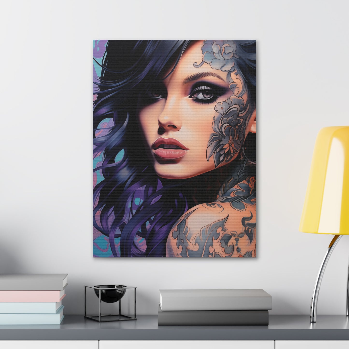 Gallery Wrapped Canvas, Edgy Tattooed Beauty, Urban Pop Art Canvas – Dominique