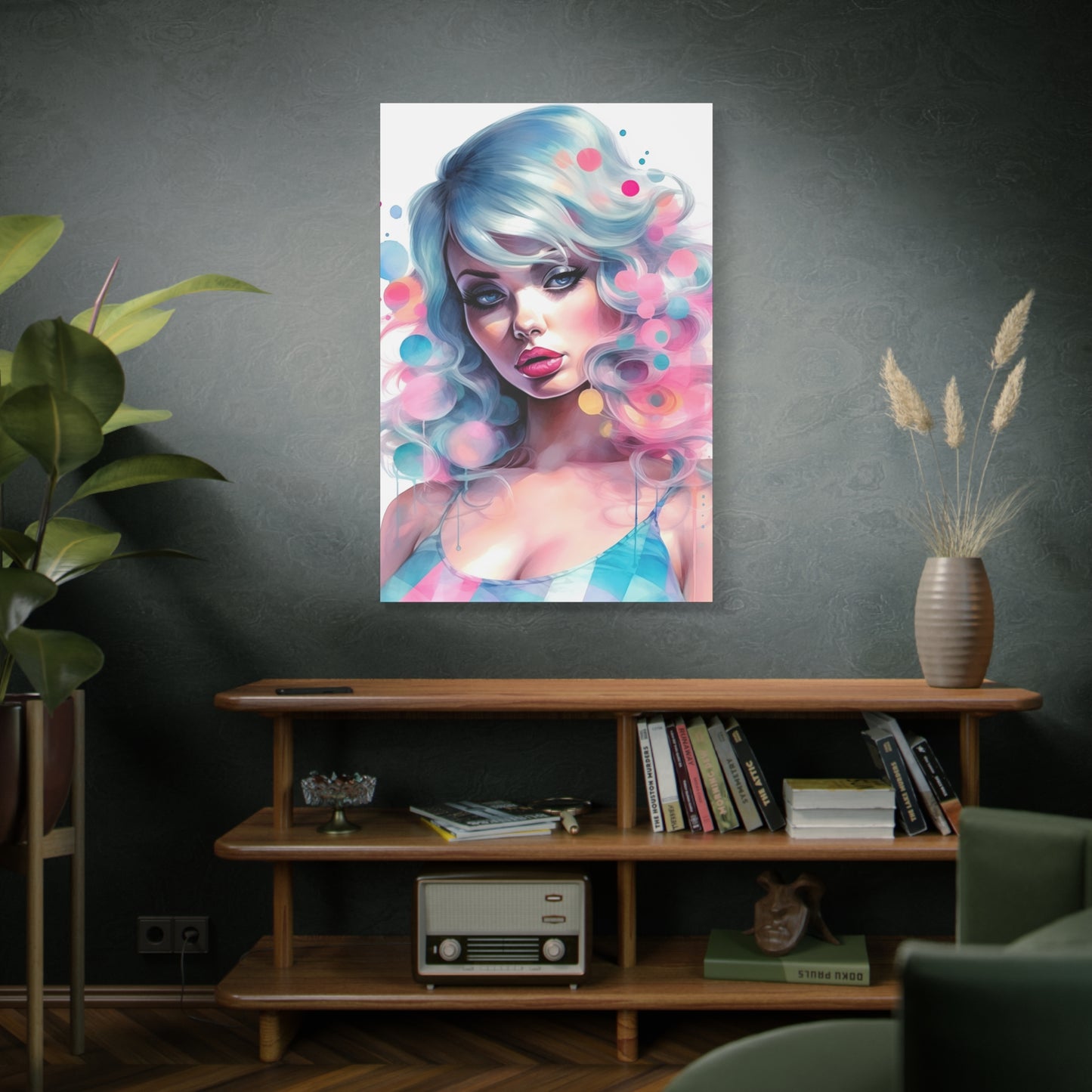 Canvas Gallery Wrapped High-Fashion Wall Art, Stylish Decor, Retro Femme Doll Pop Art – Sylvie