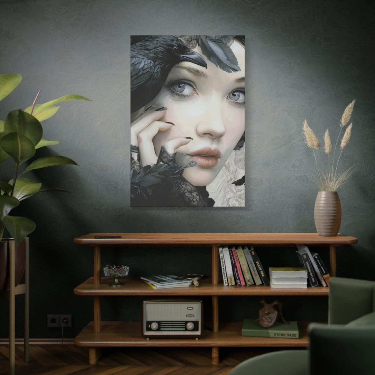 Gallery Wrapped Canvas, Myth and Bones Gothic Art Canvas, Dark Muse Canvas - Odessa