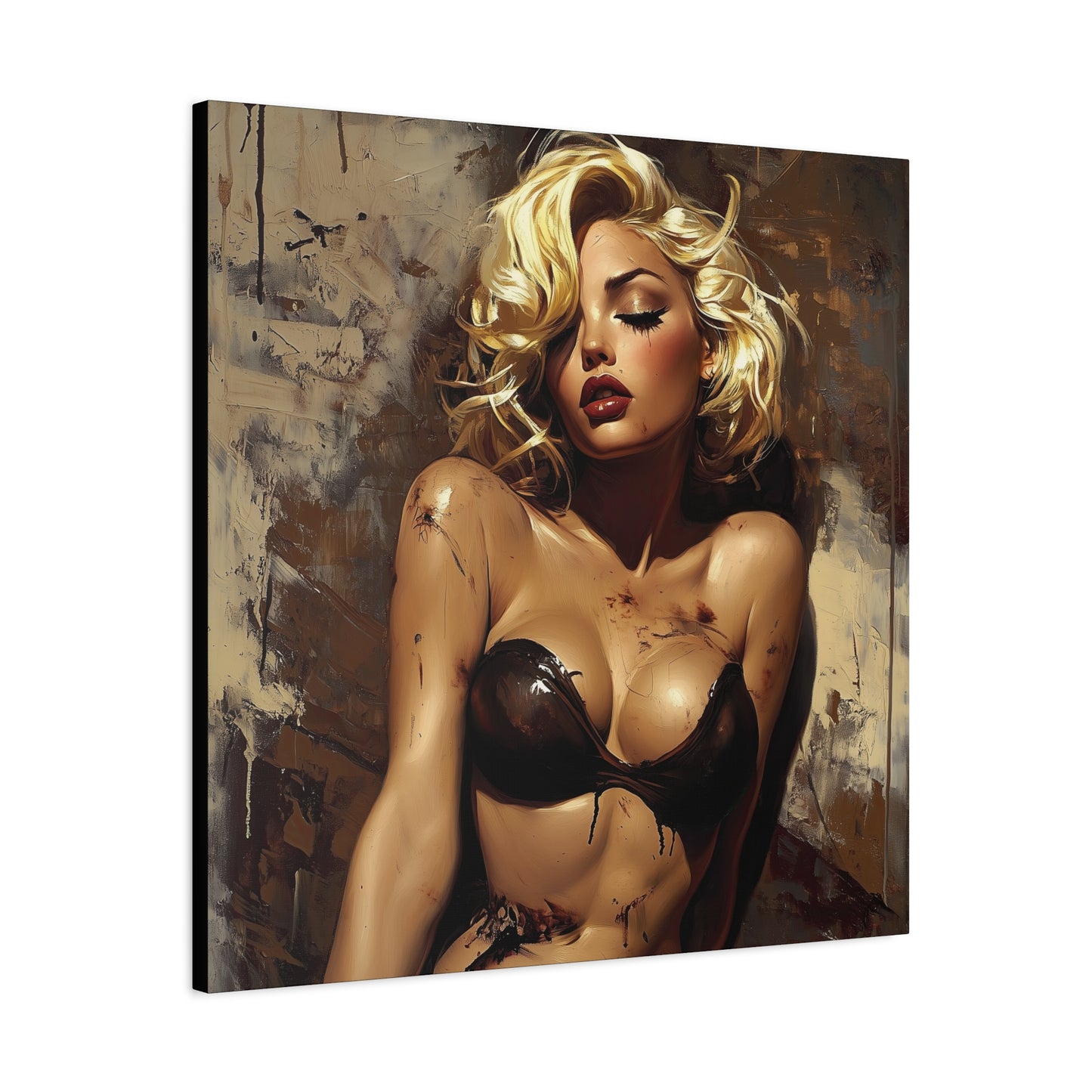 Gallery Wrapped Canvas, Guilt and Grit Adult Art Canvas, Erotic Pinup Art Canvas – Mira