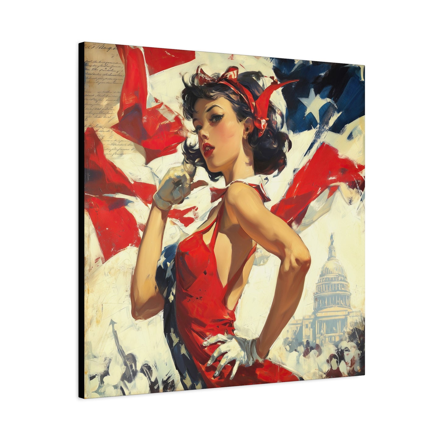 Gallery Wrapped Canvas, American Nonsense Art Canvas, Political Pinup Art Canvas - Mindy