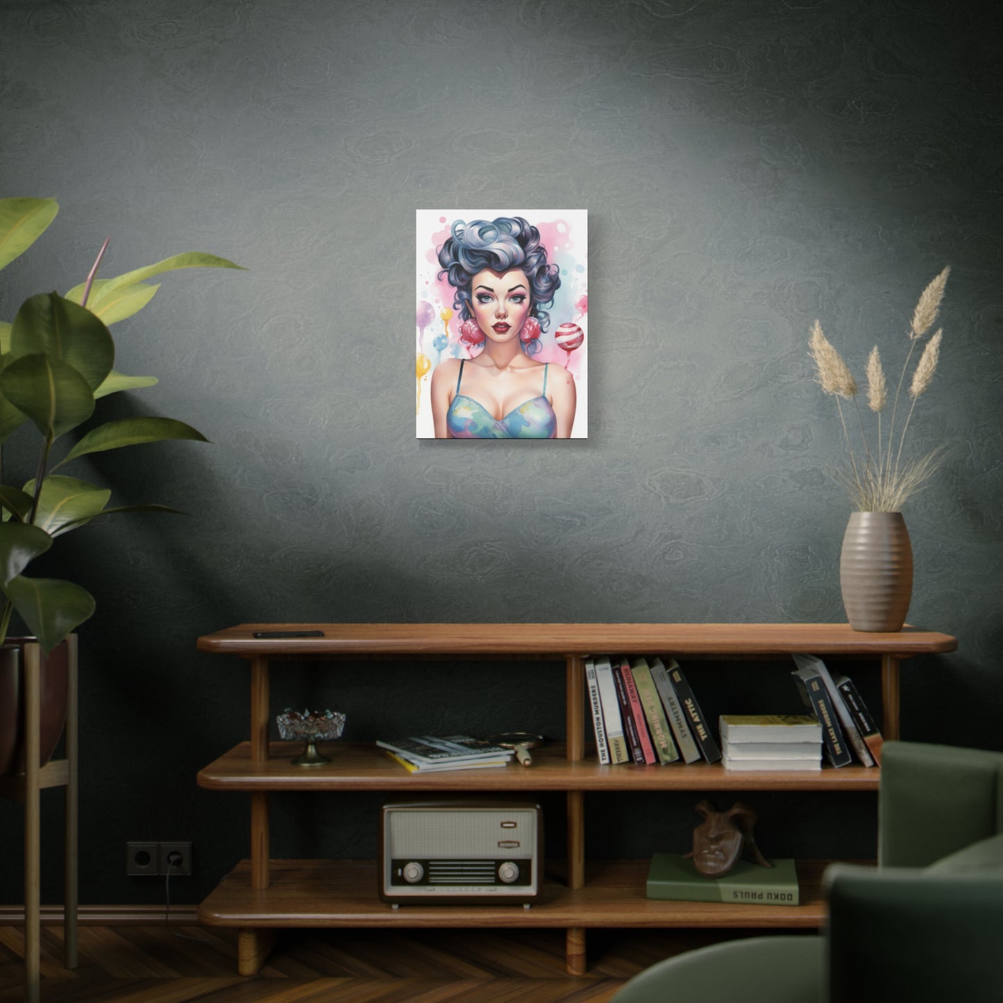 Canvas Gallery Wrapped High-Fashion Wall Art, Stylish Decor, Retro Femme Doll Pop Art – Poppy