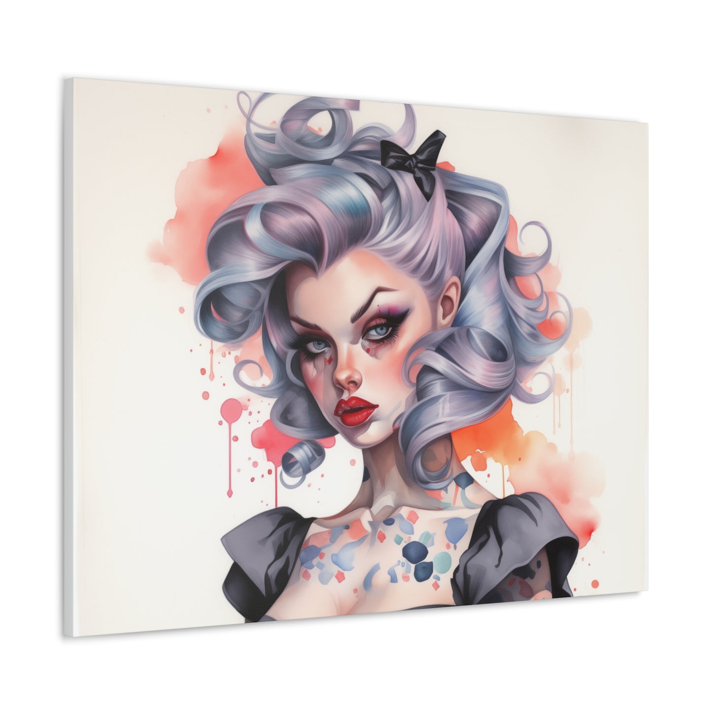 Gallery Wrapped Canvas, Edgy Tattooed Beauty, Urban Pop Art Canvas – Noelle