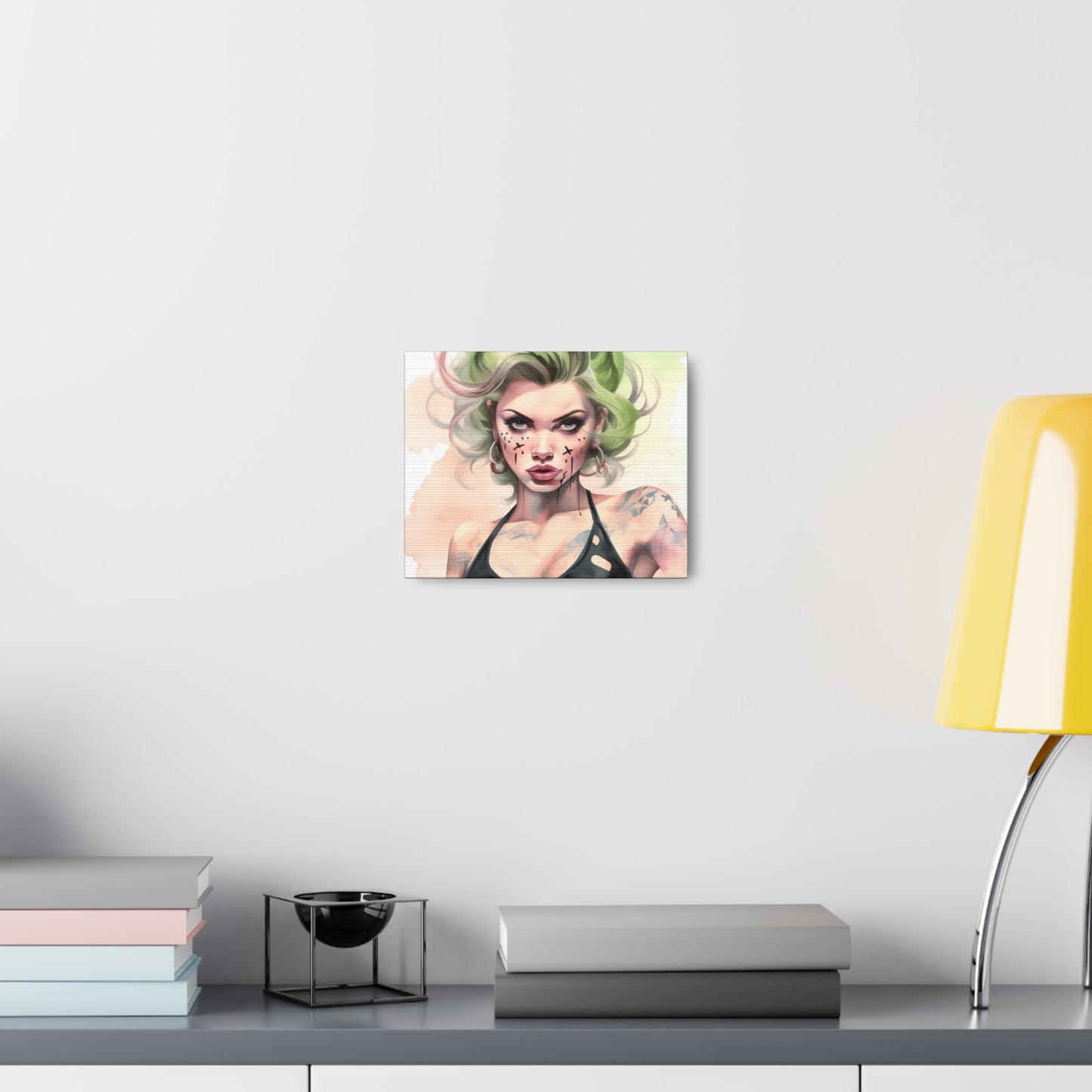Gallery Wrapped Canvas, Edgy Tattooed Beauty, Urban Pop Art Canvas – Ivy