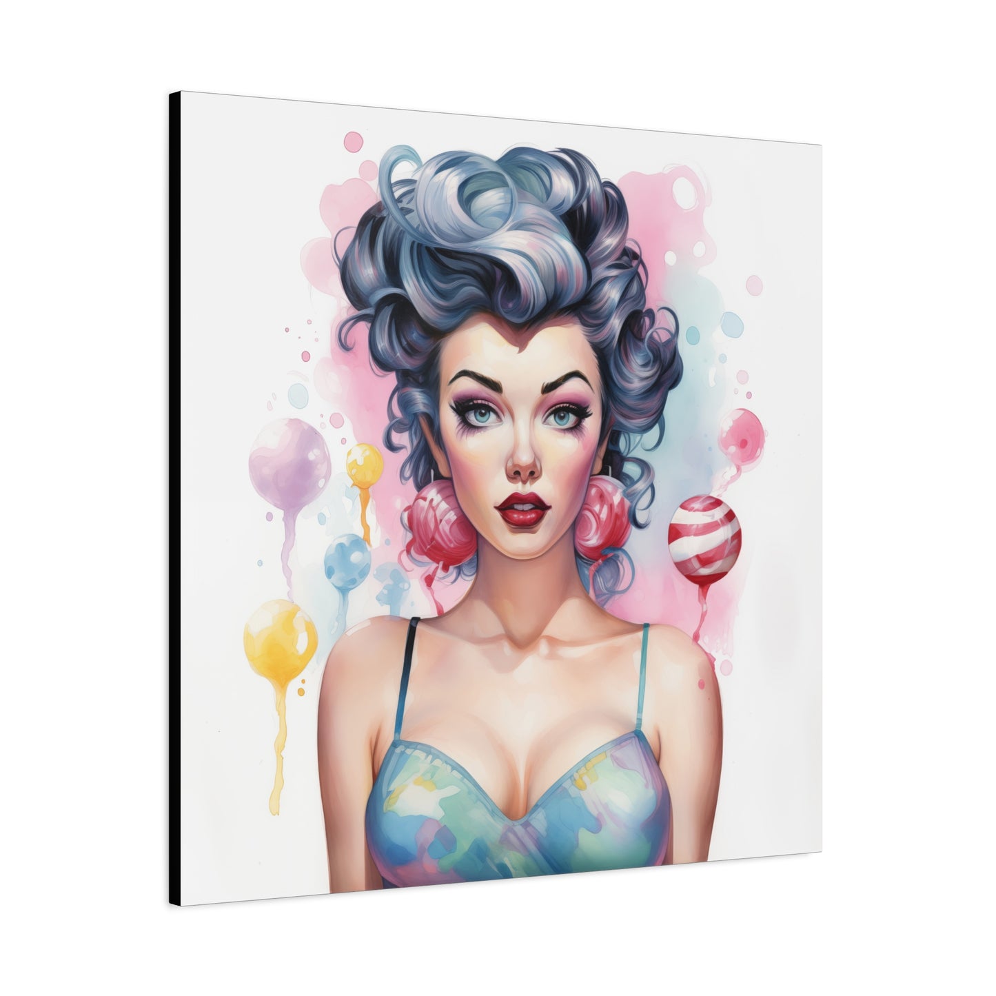 Canvas Gallery Wrapped High-Fashion Wall Art, Stylish Decor, Retro Femme Doll Pop Art – Poppy