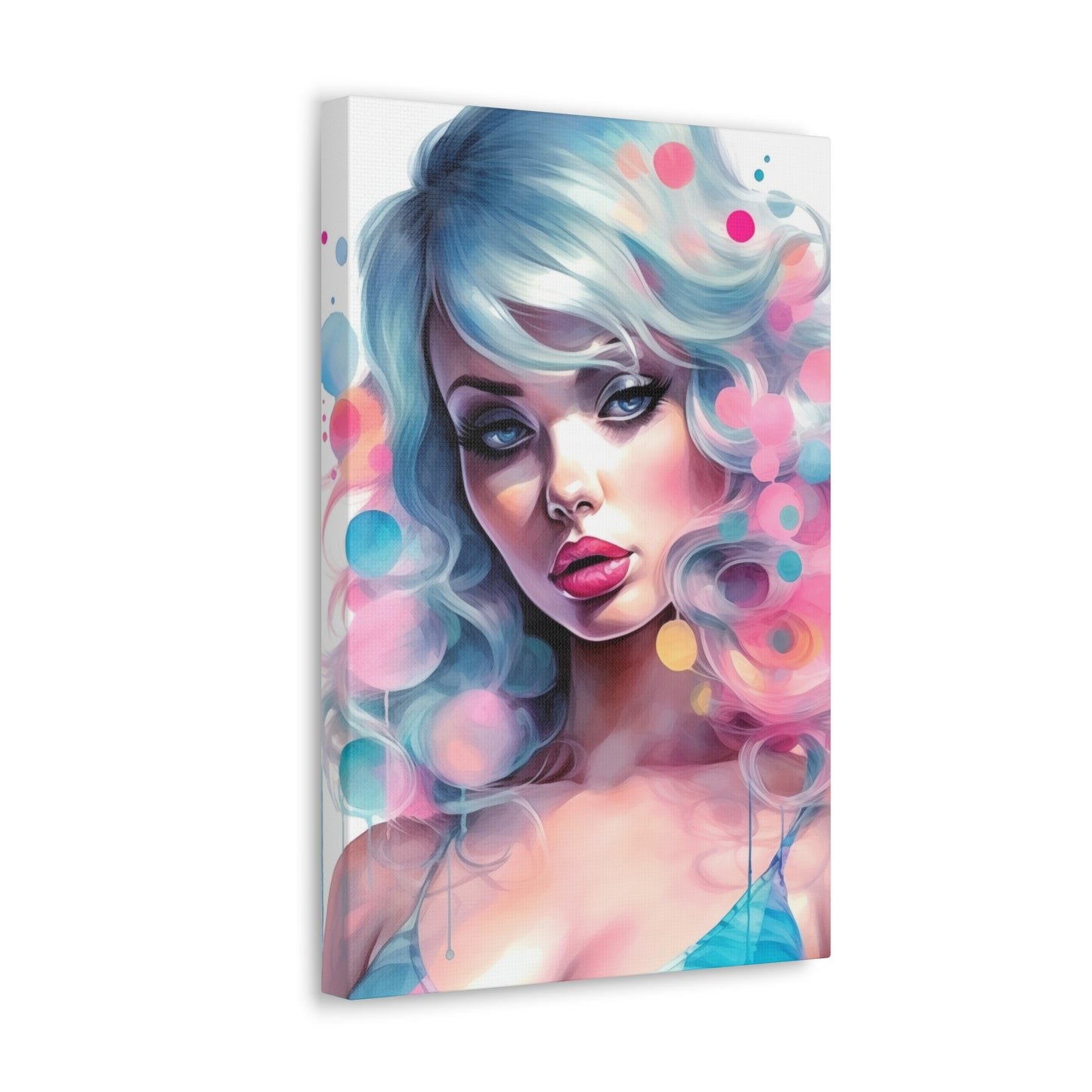 Canvas Gallery Wrapped High-Fashion Wall Art, Stylish Decor, Retro Femme Doll Pop Art – Sylvie