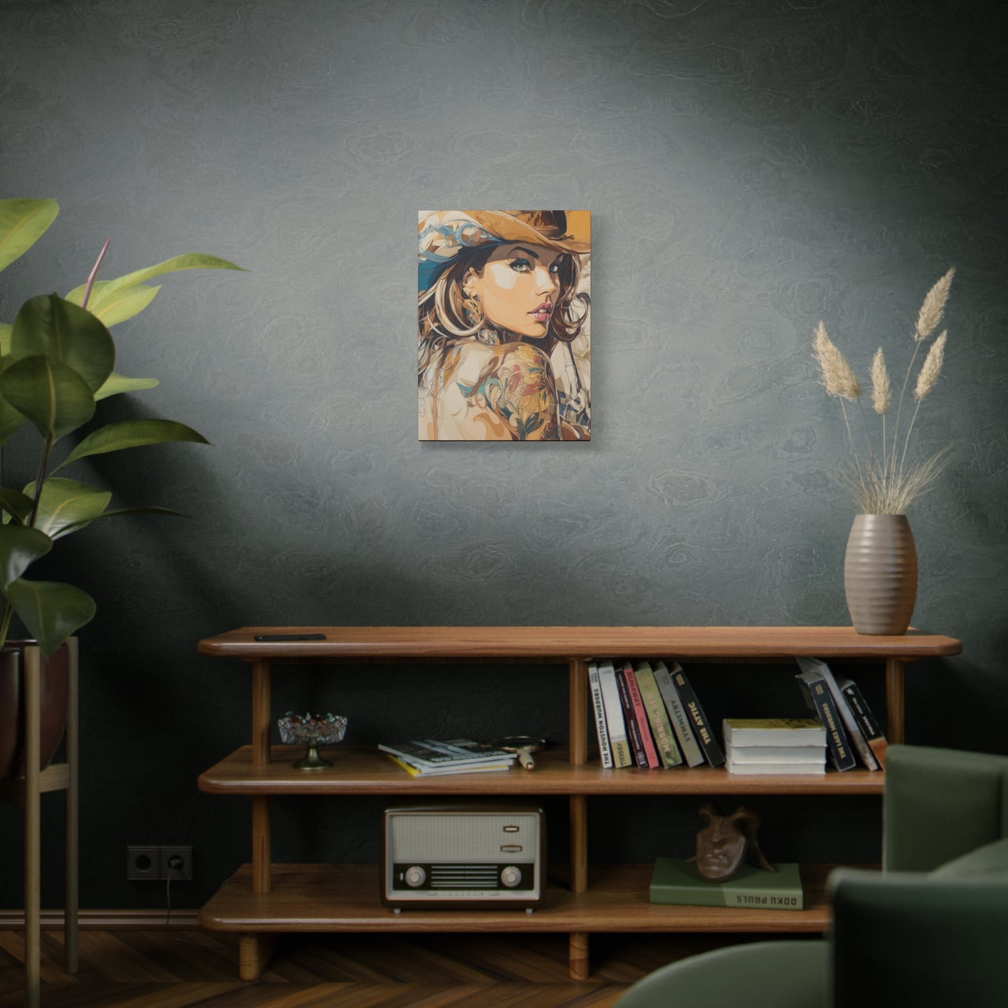 Gallery Wrapped Canvas, Wranglers and Wreckage Art Canvas, Erotic Pinup Art Canvas – Tessa