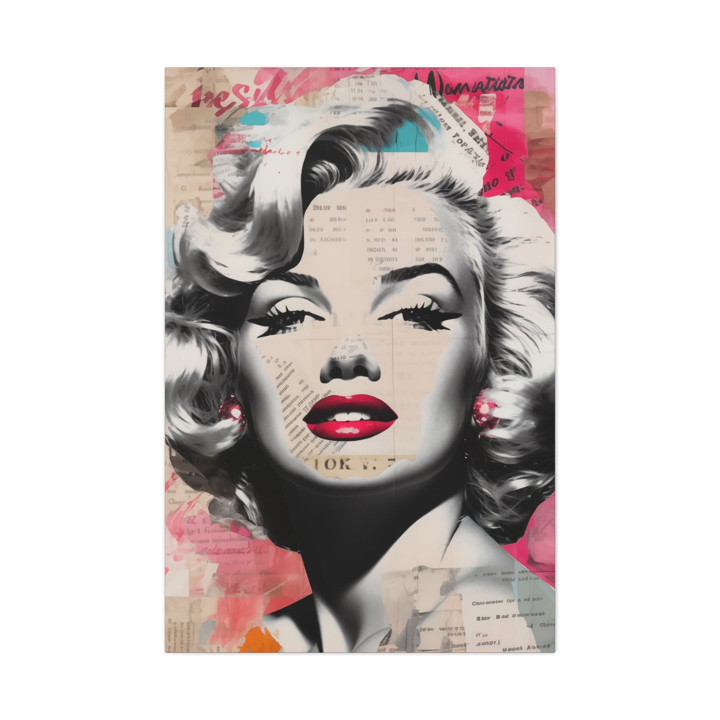 Canvas Wall Art, Gallery Wrapped Pop Art, Celebrity Wall Art – Marilyn Monroe - Newsprint