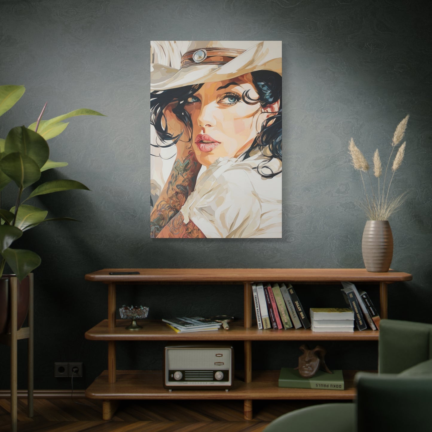 Gallery Wrapped Canvas, Wranglers and Wreckage Art Canvas, Erotic Pinup Art Canvas – Lacey