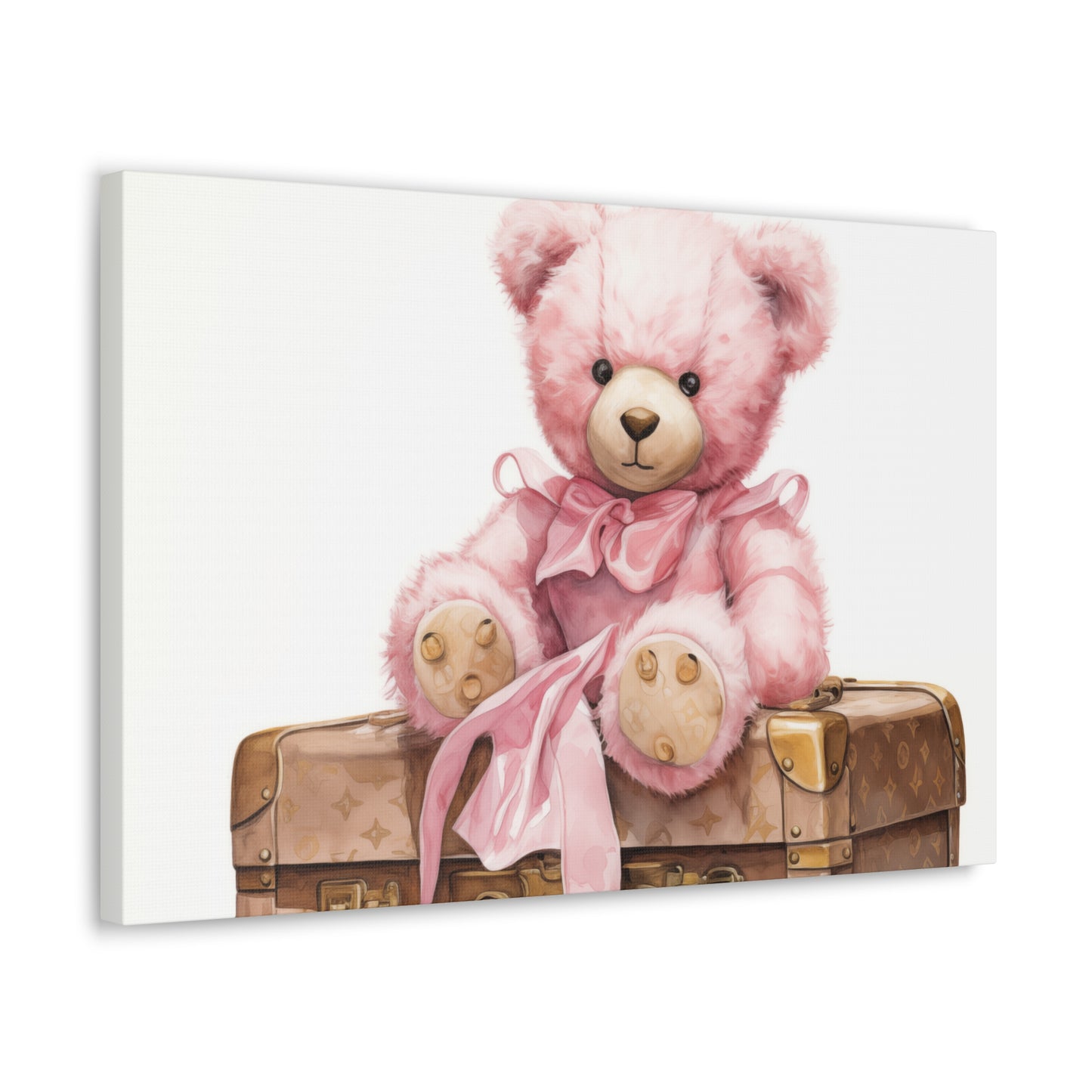 Canvas Gallery Wrap - LV Bear Wall Art - Gold Buttons