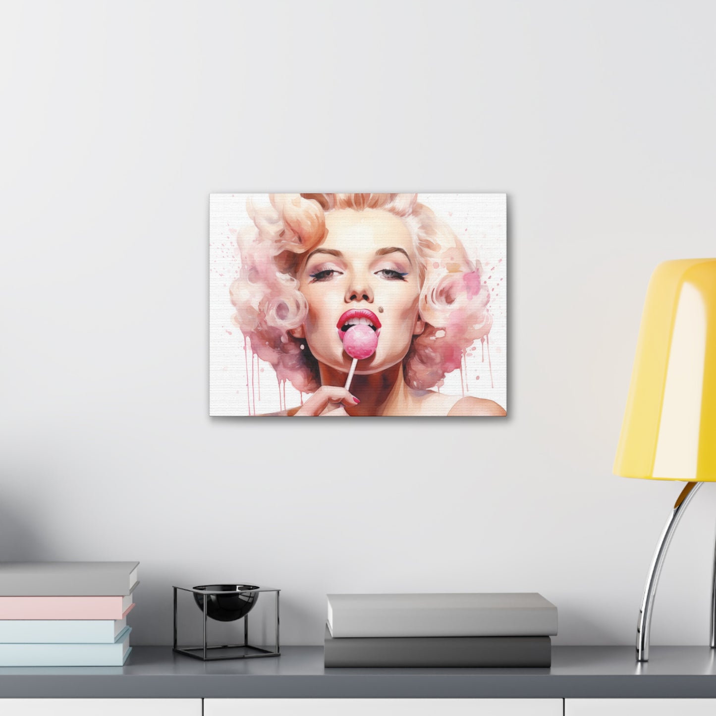 Canvas Wall Art, Gallery Wrapped Pop Art, Celebrity Wall Art – Marilyn Monroe - Lollipop