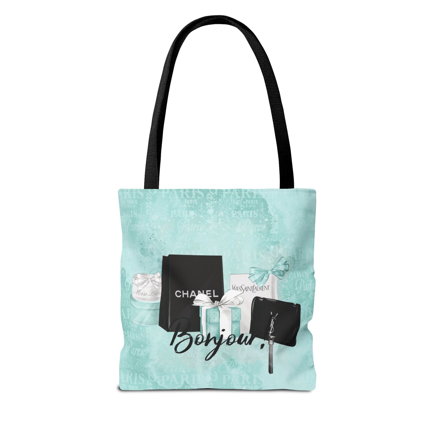 Bonjour Tote Bag, Utility Tote - Designer Inspired Tote - Fashion Tote - Breakfast at Tiffany