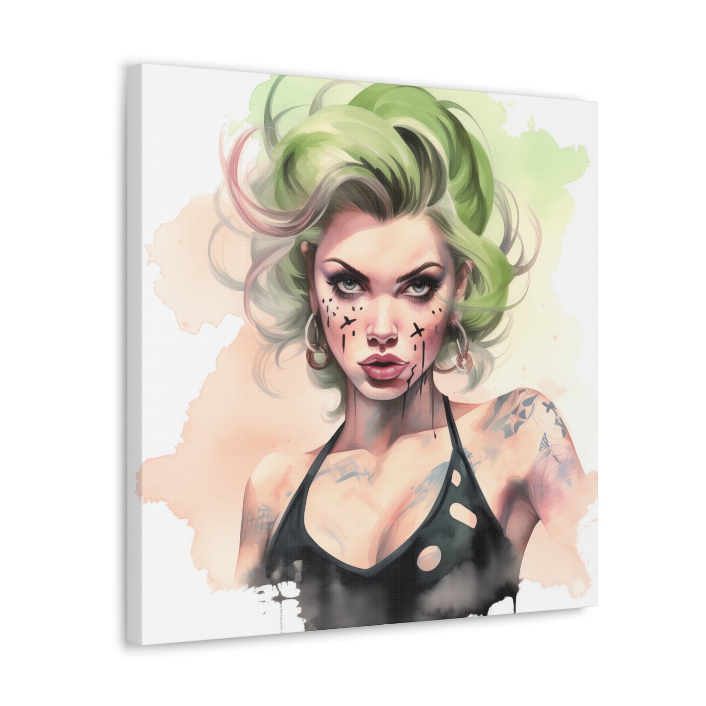 Gallery Wrapped Canvas, Edgy Tattooed Beauty, Urban Pop Art Canvas – Ivy