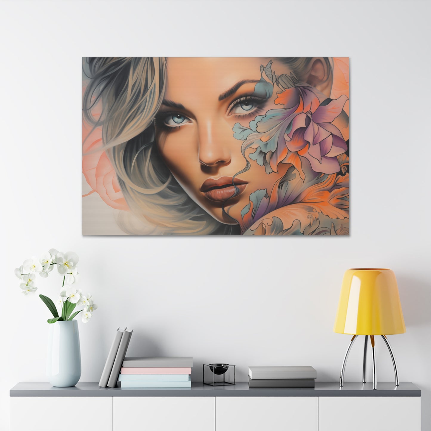Gallery Wrapped Canvas, Edgy Tattooed Beauty, Urban Pop Art Canvas – Bella