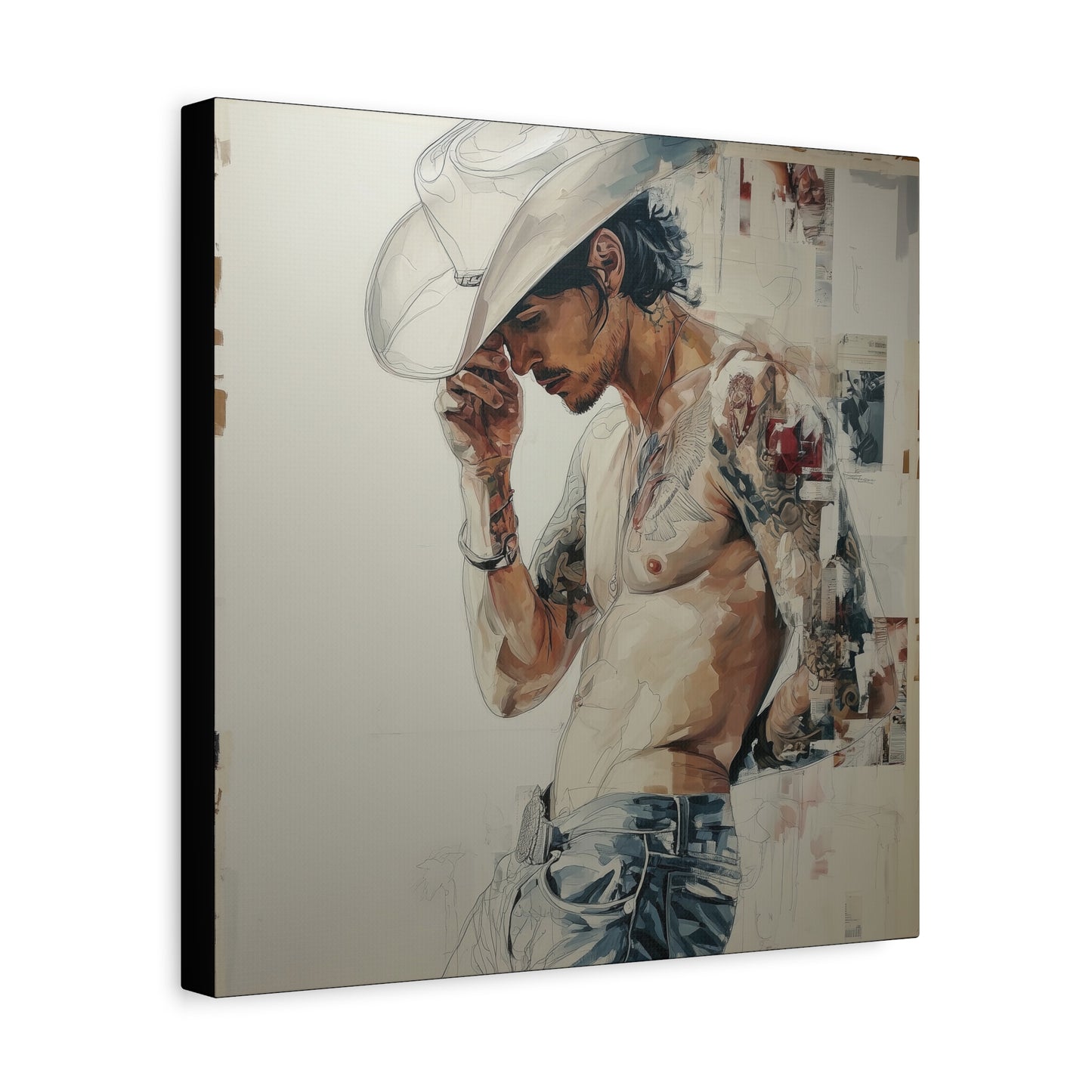 Gallery Wrapped Canvas, Wranglers and Wreckage Art Canvas, Erotic Pinup Art Canvas – Silas