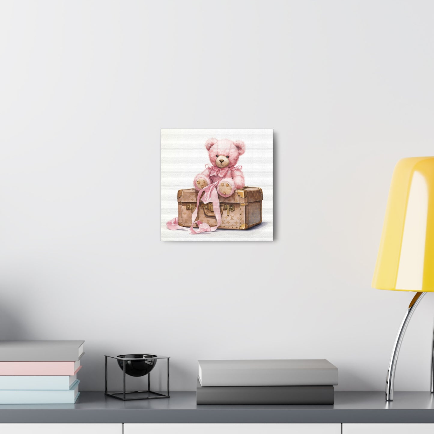 Canvas Gallery Wrap - LV Bear Wall Art - Gold Buttons