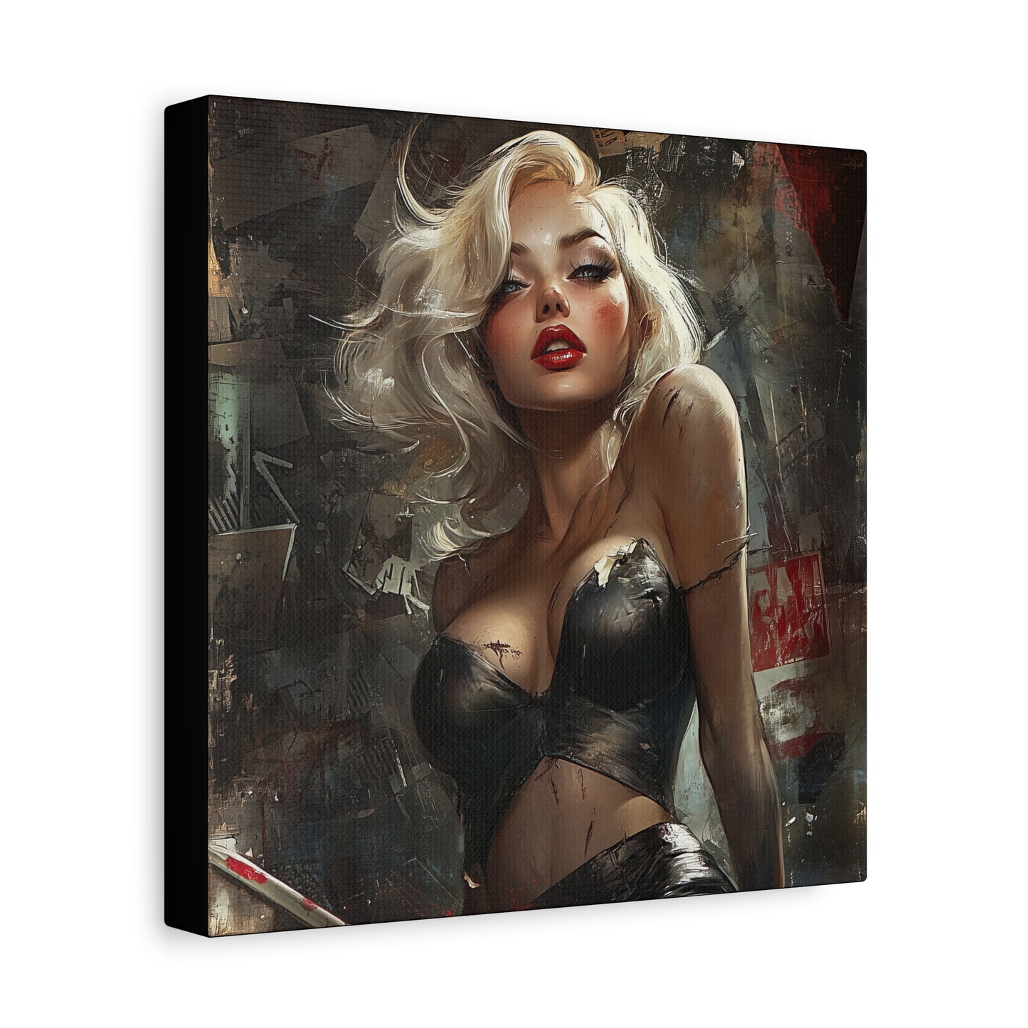 Gallery Wrapped Canvas, Guilt and Grit Adult Art Canvas, Erotic Pinup Art Canvas – Noelle