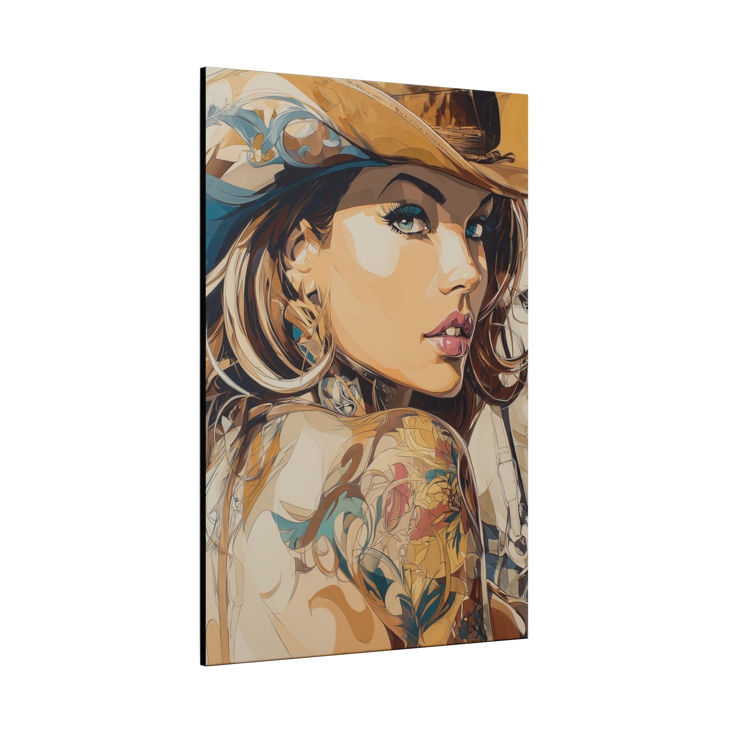 Gallery Wrapped Canvas, Wranglers and Wreckage Art Canvas, Erotic Pinup Art Canvas – Tessa