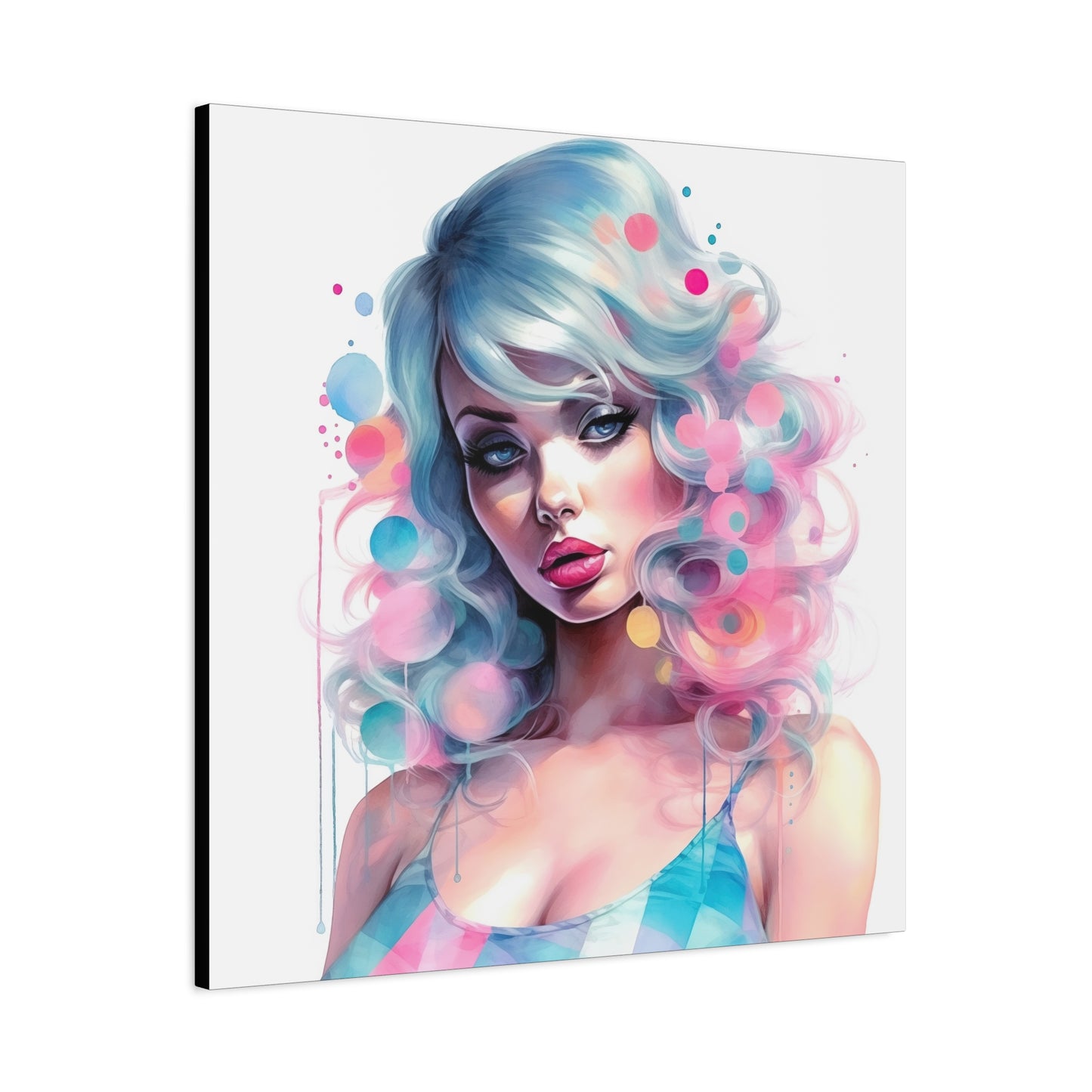 Canvas Gallery Wrapped High-Fashion Wall Art, Stylish Decor, Retro Femme Doll Pop Art – Sylvie