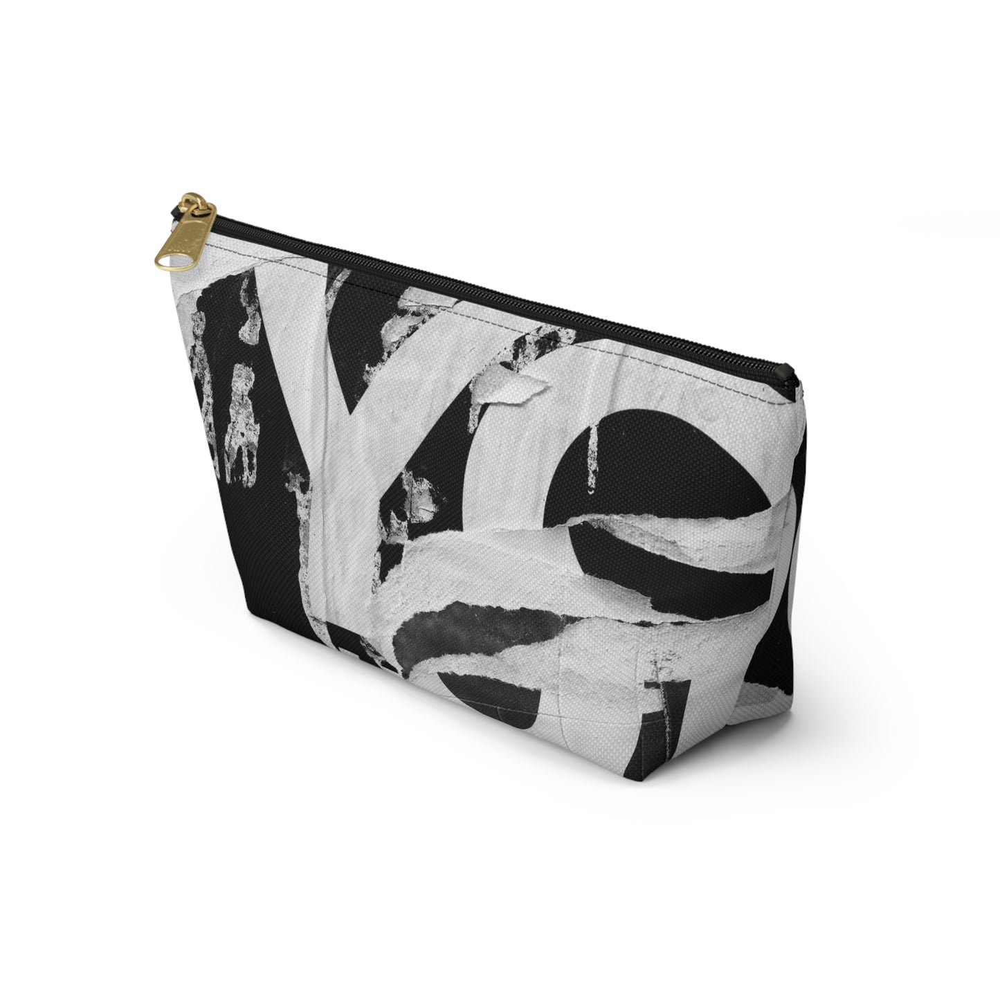 Accessory Pouch - Torn Poster Street Art Makeup Bag - Black and White YO - Urban Street Art