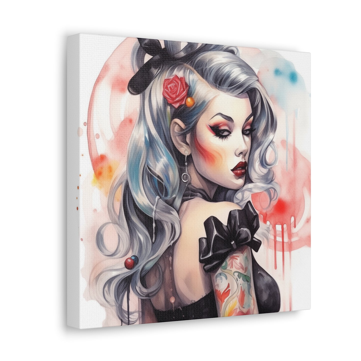 Gallery Wrapped Canvas, Edgy Tattooed Beauty, Urban Pop Art Canvas – Sabella