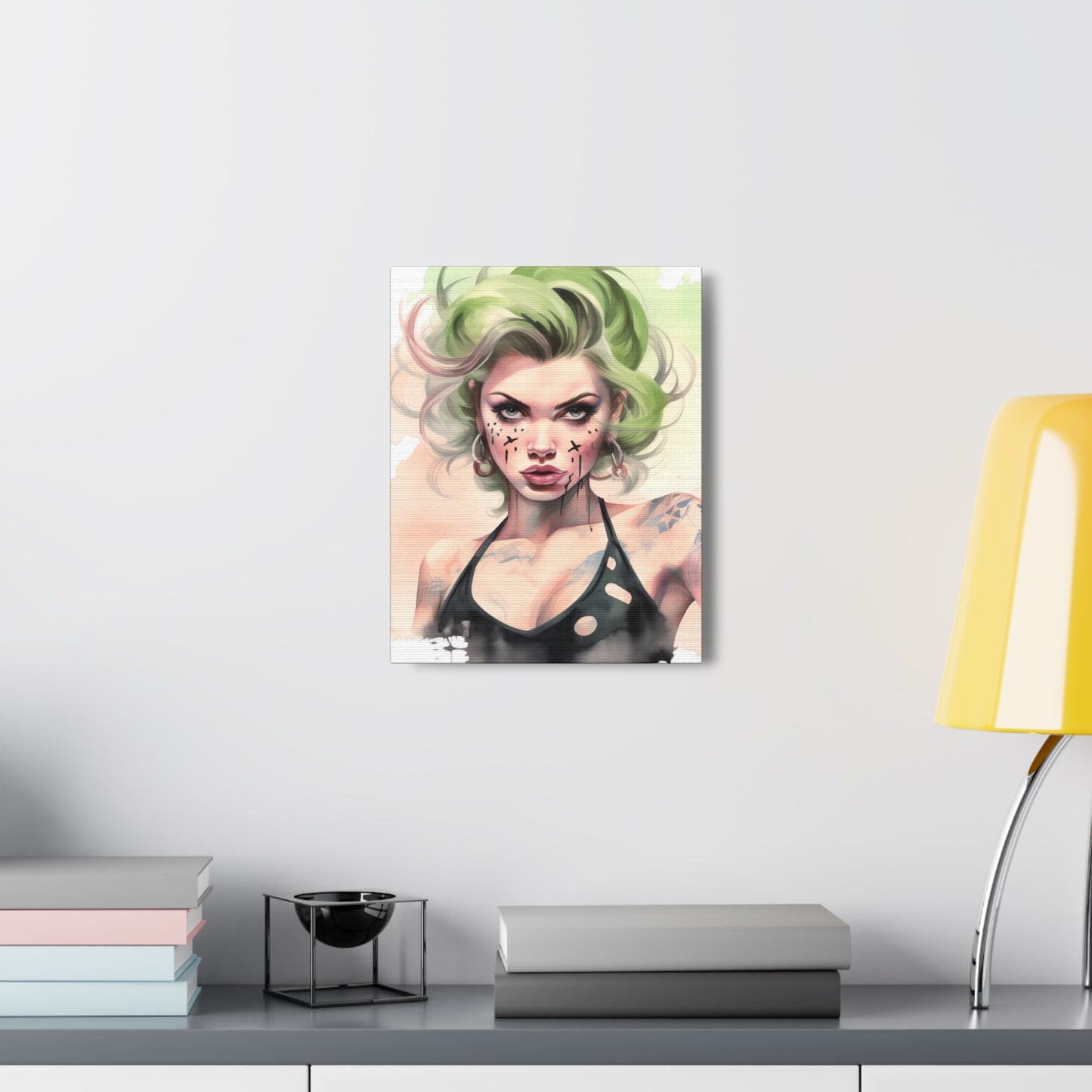 Gallery Wrapped Canvas, Edgy Tattooed Beauty, Urban Pop Art Canvas – Ivy