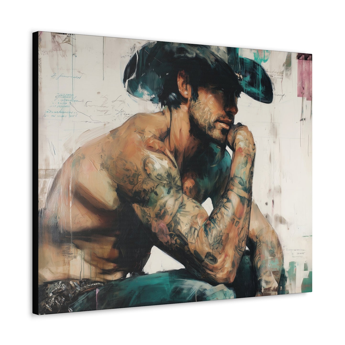 Gallery Wrapped Canvas, Wranglers and Wreckage Art Canvas, Erotic Pinup Art Canvas – Jimmy