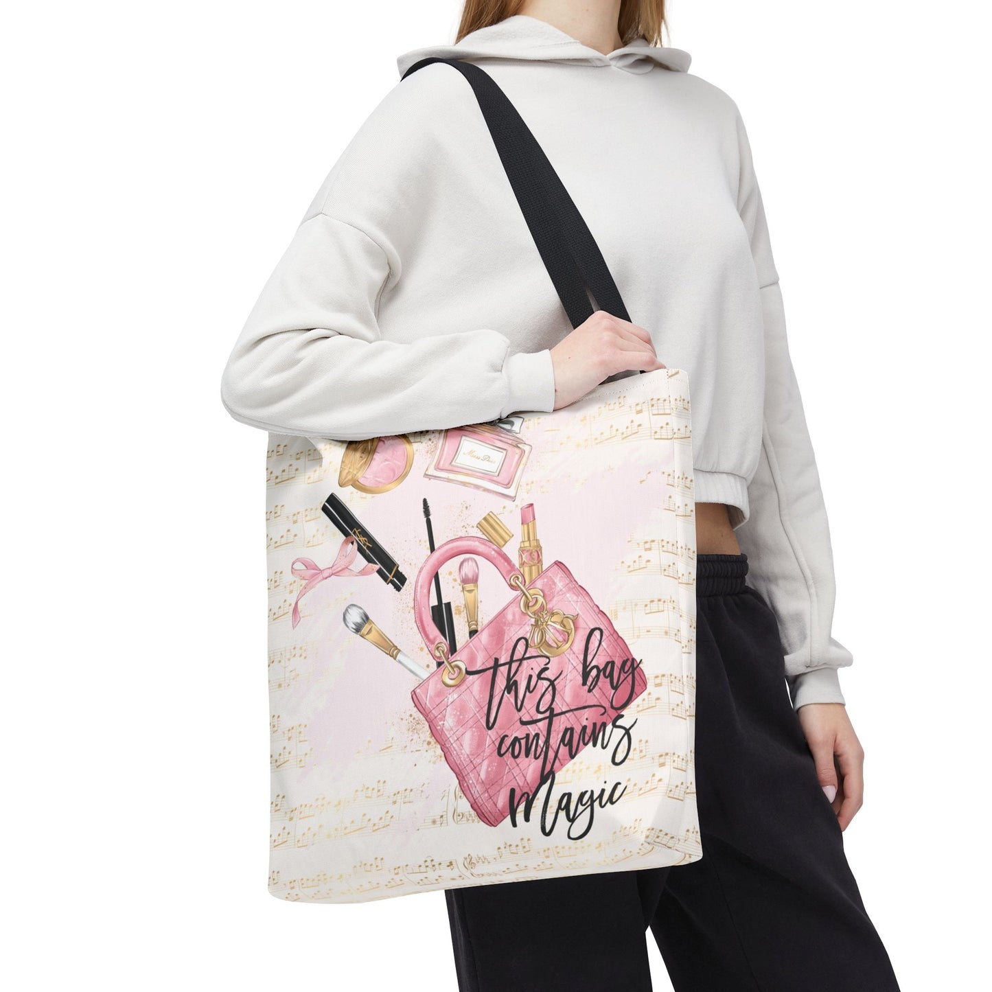 This Bag Contains Magic Tote Bag, Utility Tote - Makeup Inspired Tote - Fashion Tote - Pink D