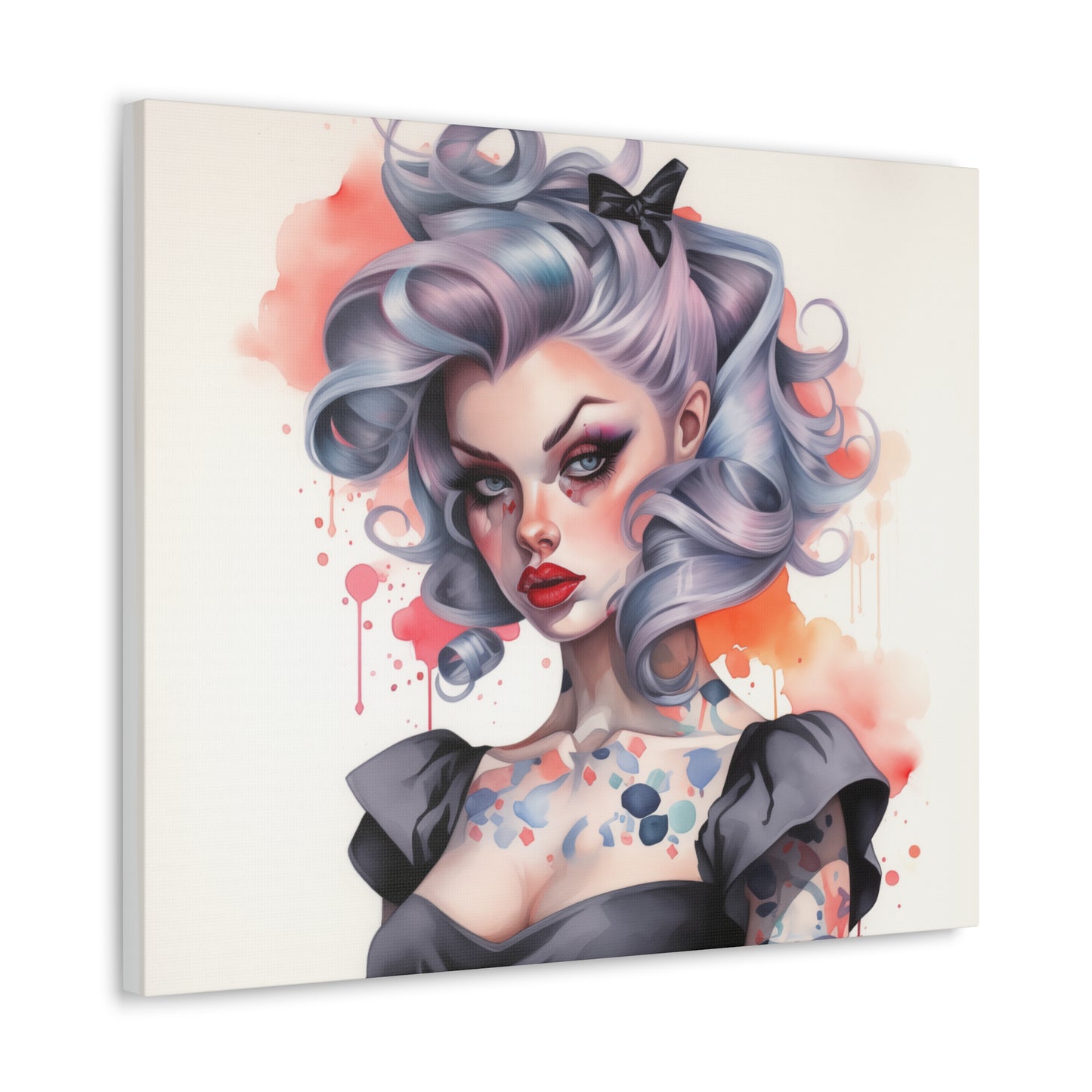 Gallery Wrapped Canvas, Edgy Tattooed Beauty, Urban Pop Art Canvas – Noelle