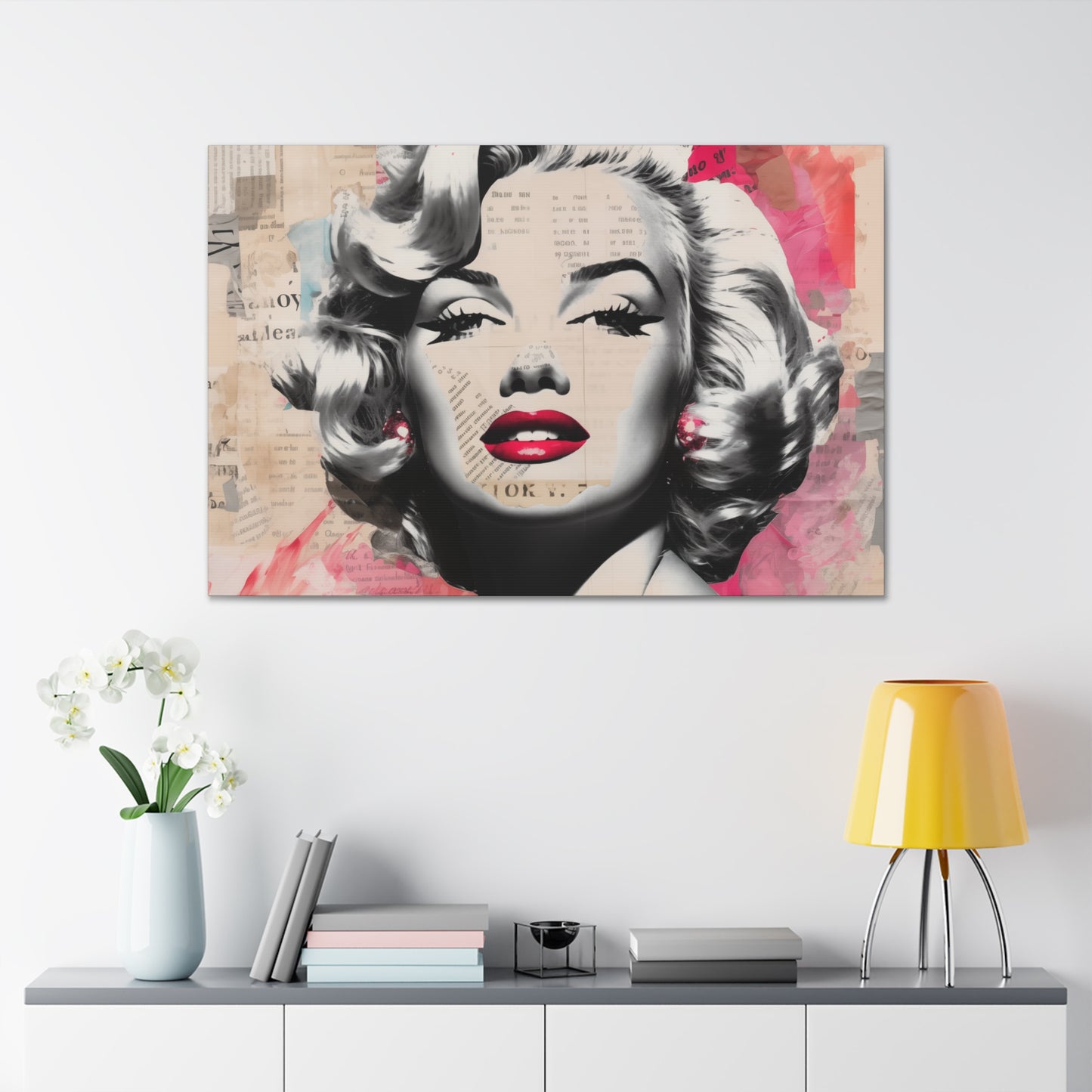 Canvas Wall Art, Gallery Wrapped Pop Art, Celebrity Wall Art – Marilyn Monroe - Newsprint