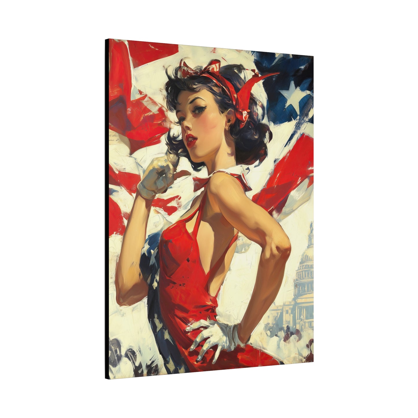 Gallery Wrapped Canvas, American Nonsense Art Canvas, Political Pinup Art Canvas - Mindy