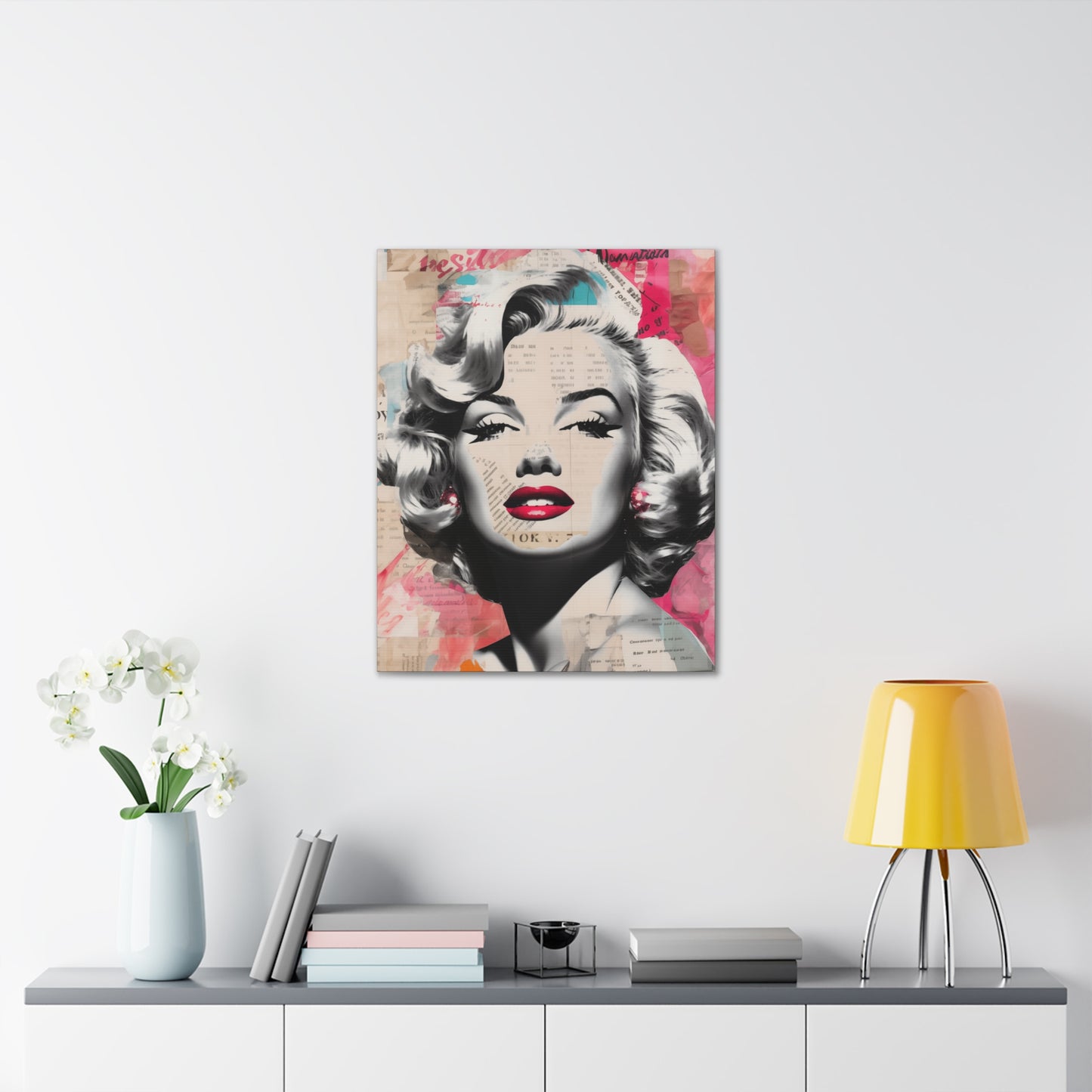 Canvas Wall Art, Gallery Wrapped Pop Art, Celebrity Wall Art – Marilyn Monroe - Newsprint