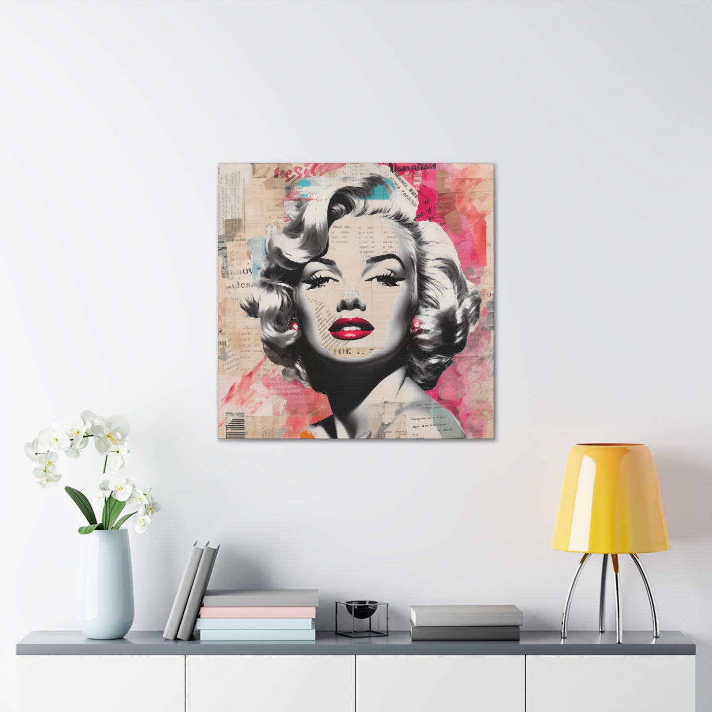 Canvas Wall Art, Gallery Wrapped Pop Art, Celebrity Wall Art – Marilyn Monroe - Newsprint