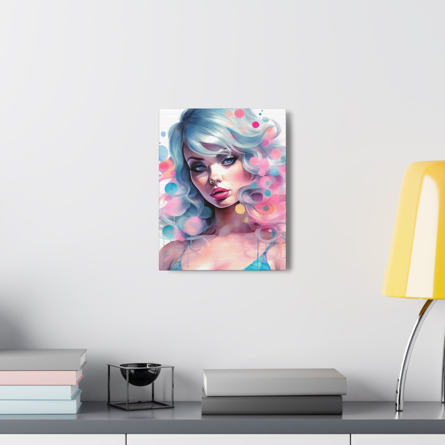 Canvas Gallery Wrapped High-Fashion Wall Art, Stylish Decor, Retro Femme Doll Pop Art – Sylvie