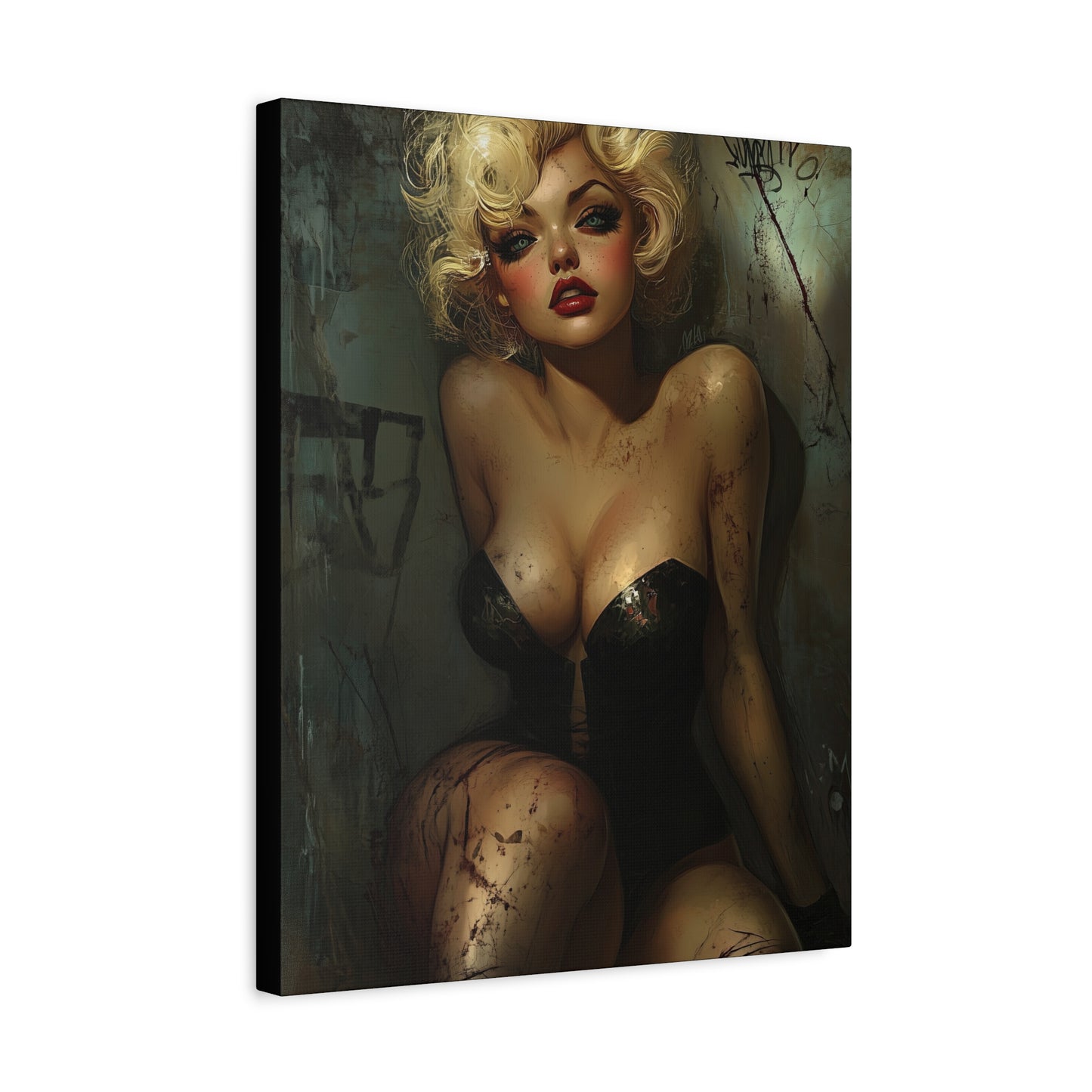 Gallery Wrapped Canvas, Guilt and Grit Adult Art Canvas, Erotic Pinup Art Canvas – Naomi