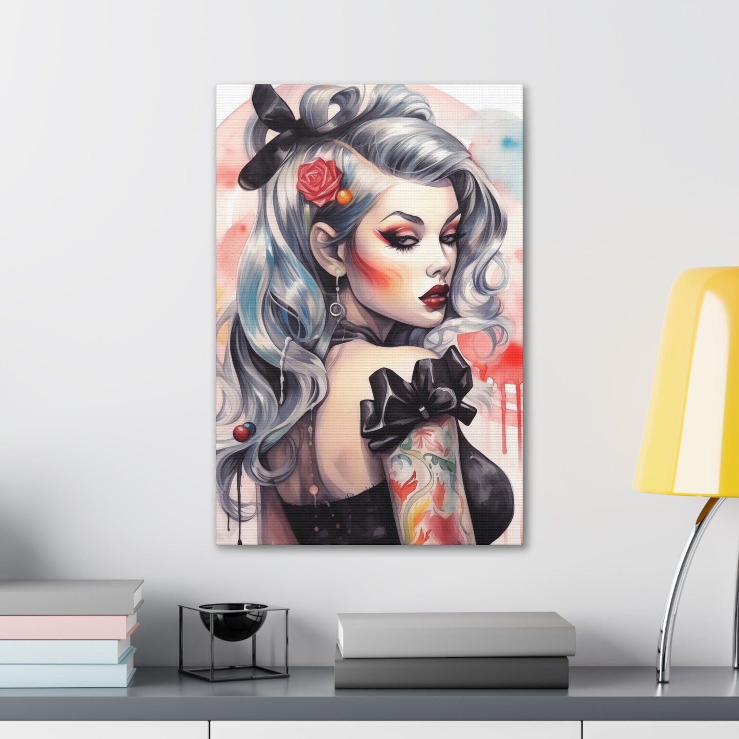 Gallery Wrapped Canvas, Edgy Tattooed Beauty, Urban Pop Art Canvas – Sabella
