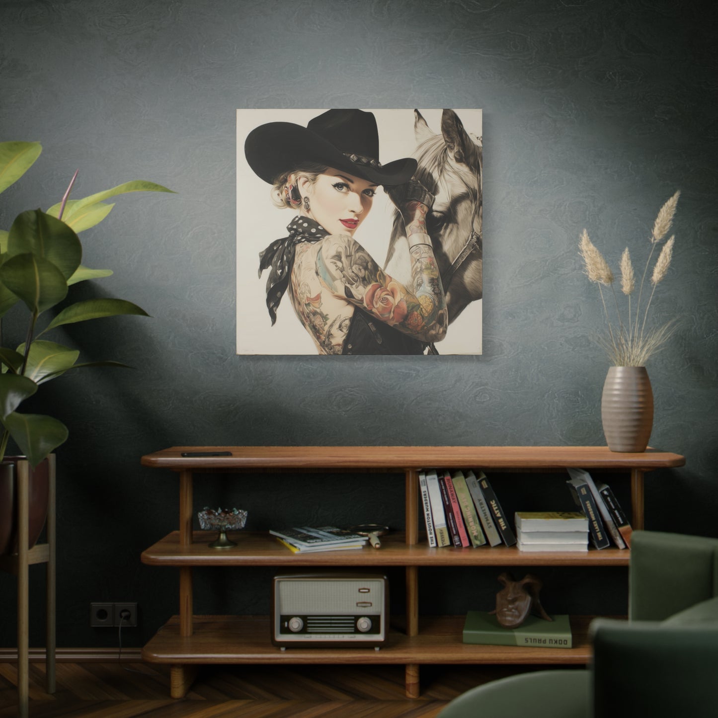 Gallery Wrapped Canvas, Wranglers and Wreckage Art Canvas, Erotic Pinup Art Canvas – Dottie