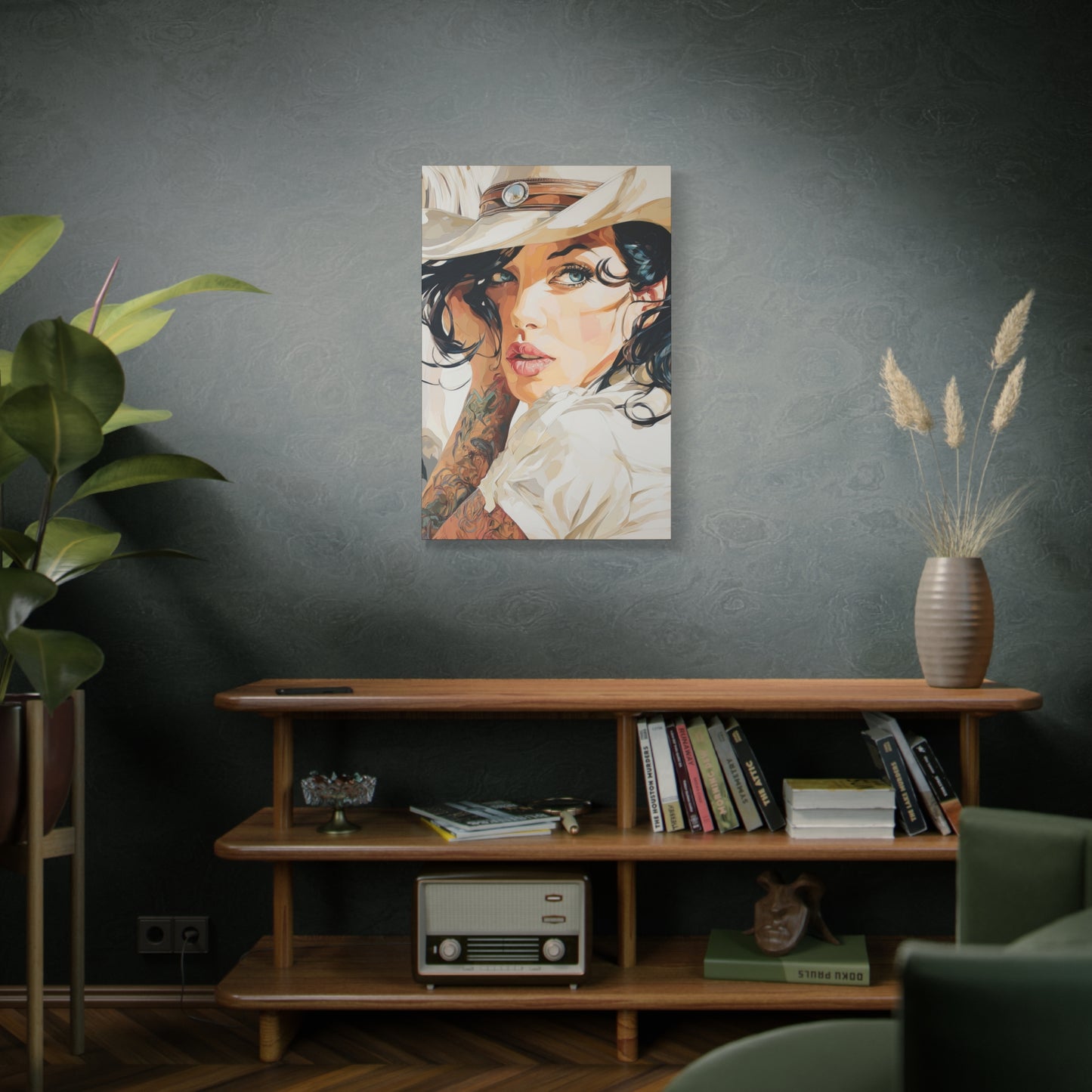 Gallery Wrapped Canvas, Wranglers and Wreckage Art Canvas, Erotic Pinup Art Canvas – Lacey