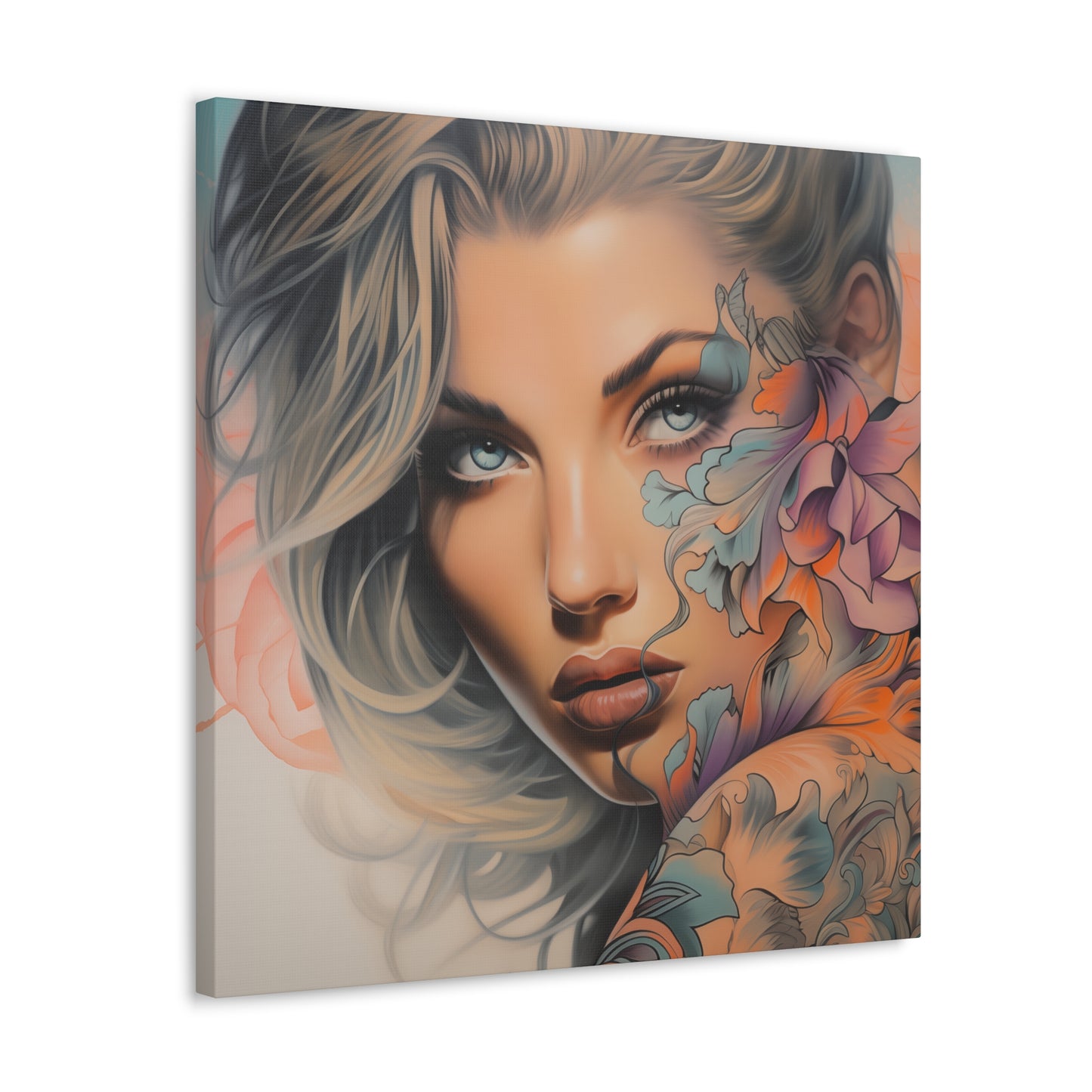 Gallery Wrapped Canvas, Edgy Tattooed Beauty, Urban Pop Art Canvas – Bella