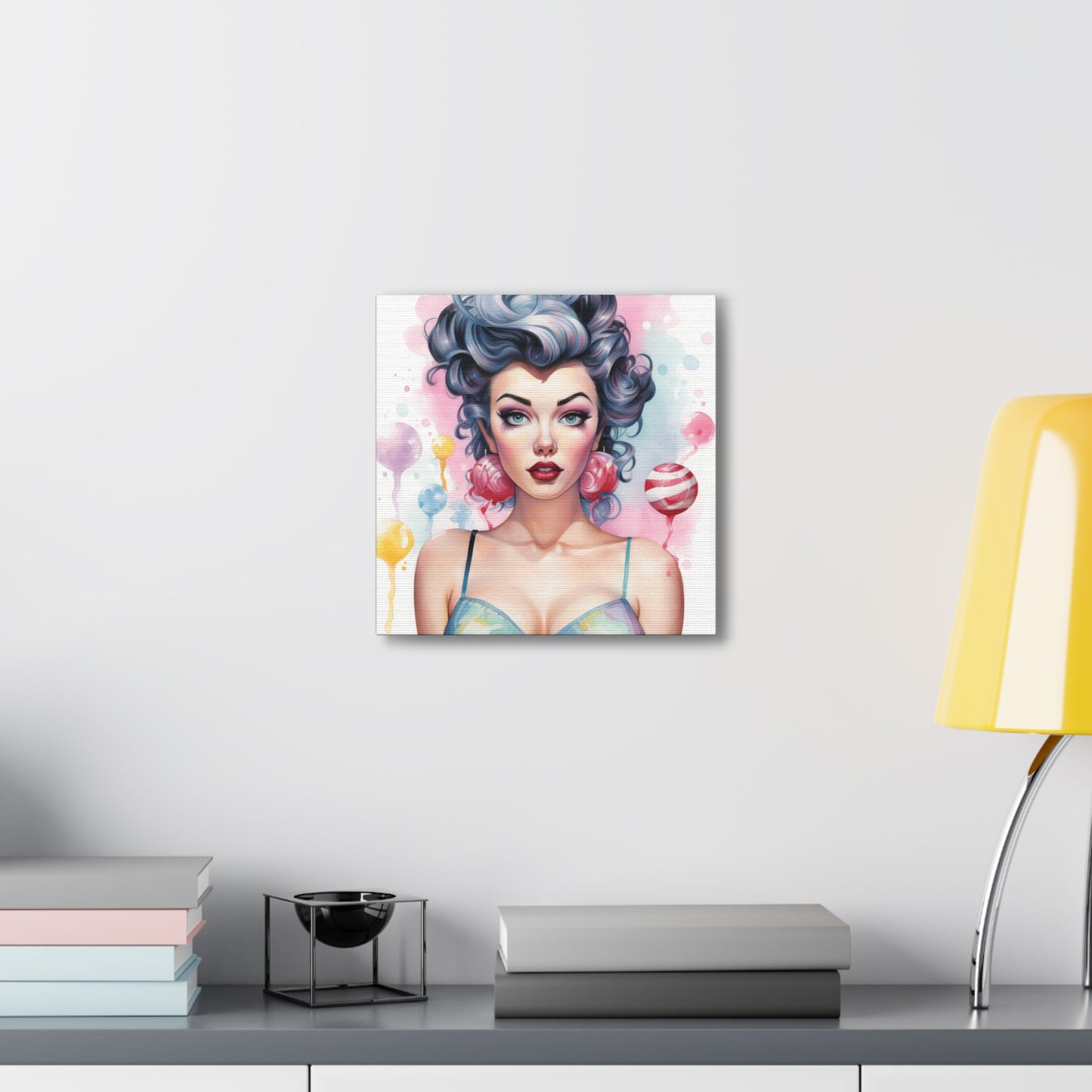 Canvas Gallery Wrapped High-Fashion Wall Art, Stylish Decor, Retro Femme Doll Pop Art – Poppy