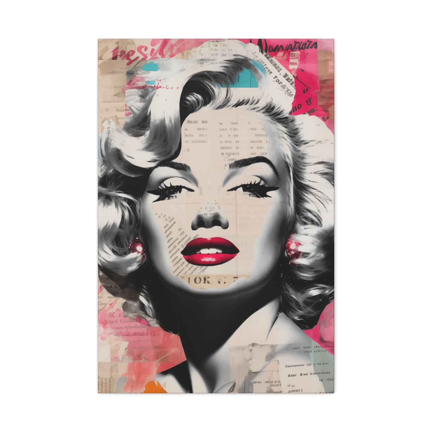 Canvas Wall Art, Gallery Wrapped Pop Art, Celebrity Wall Art – Marilyn Monroe - Newsprint