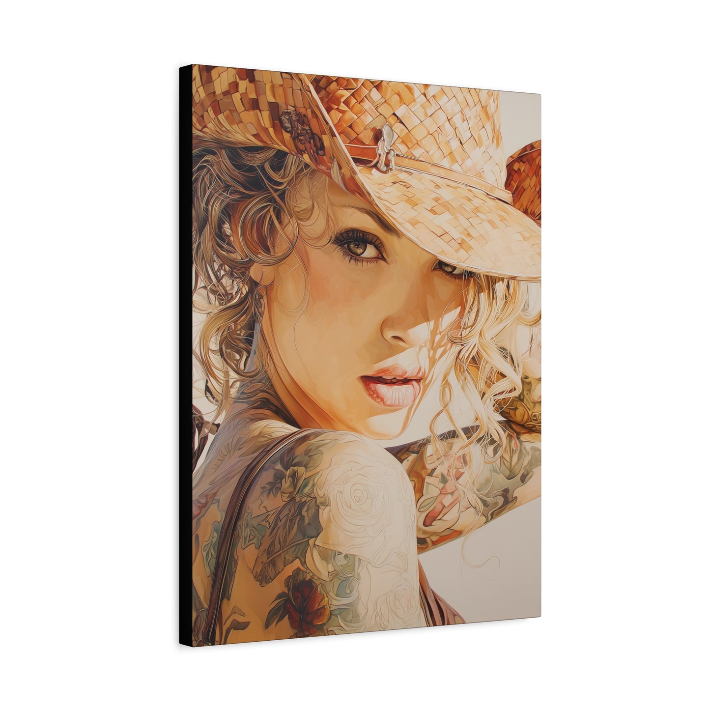 Gallery Wrapped Canvas, Wranglers and Wreckage Art Canvas, Erotic Pinup Art Canvas – Sadie