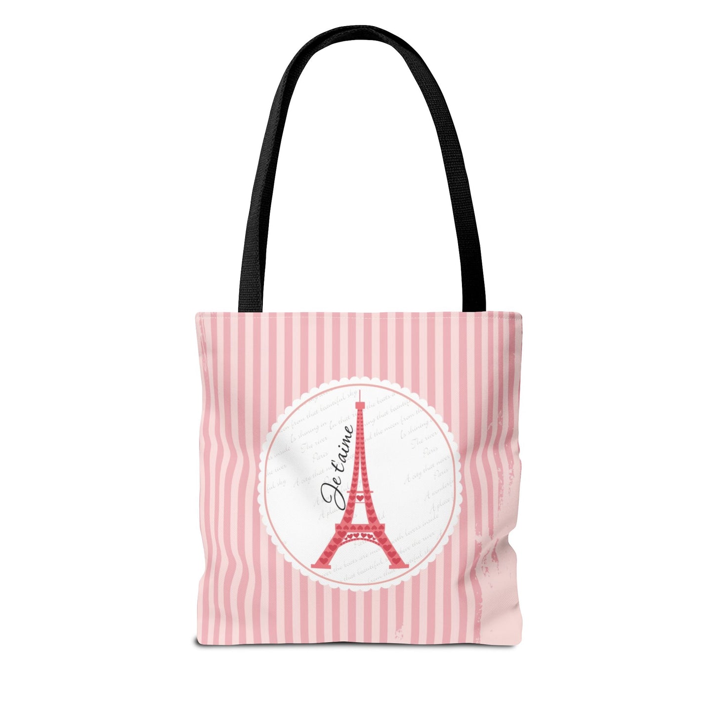 Ja taime Paris Tote Bag, Utility Tote - Eiffel Tower Tote - Fashion Tote - Pink Stripe